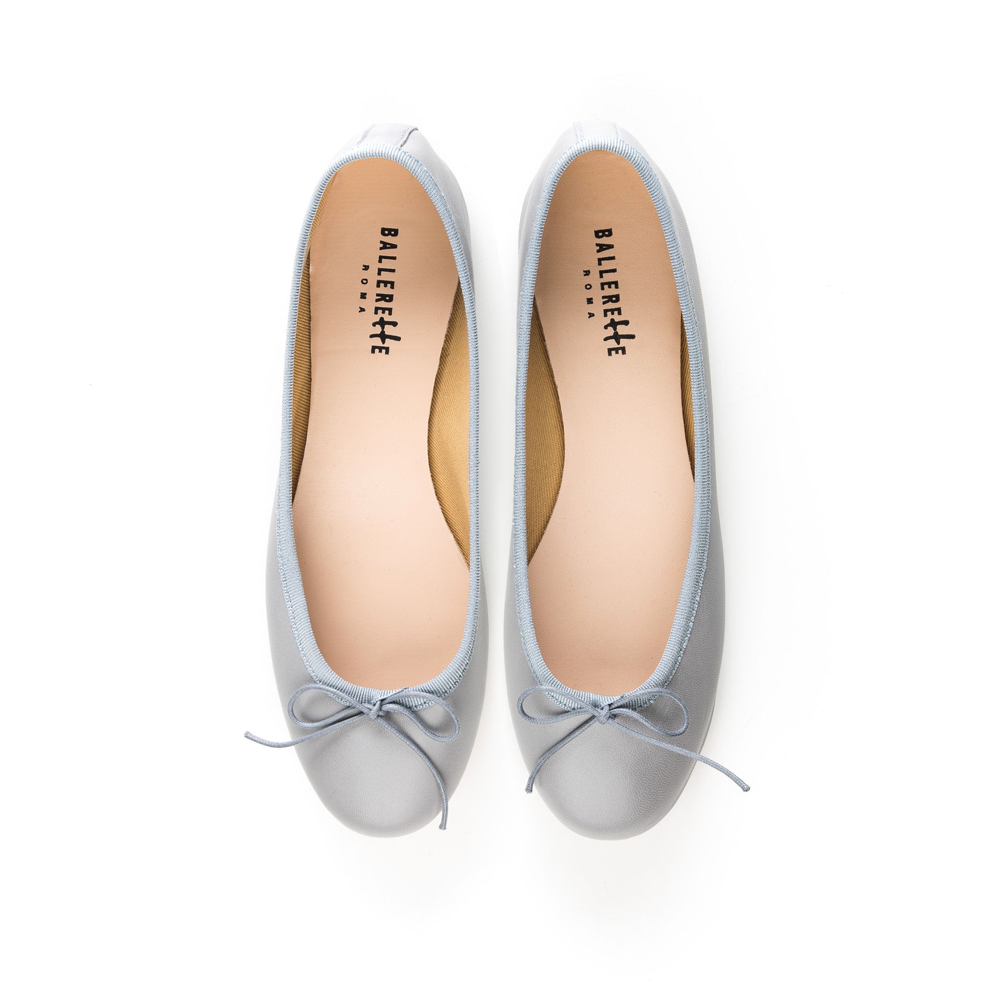 Light grey leather ballet flats