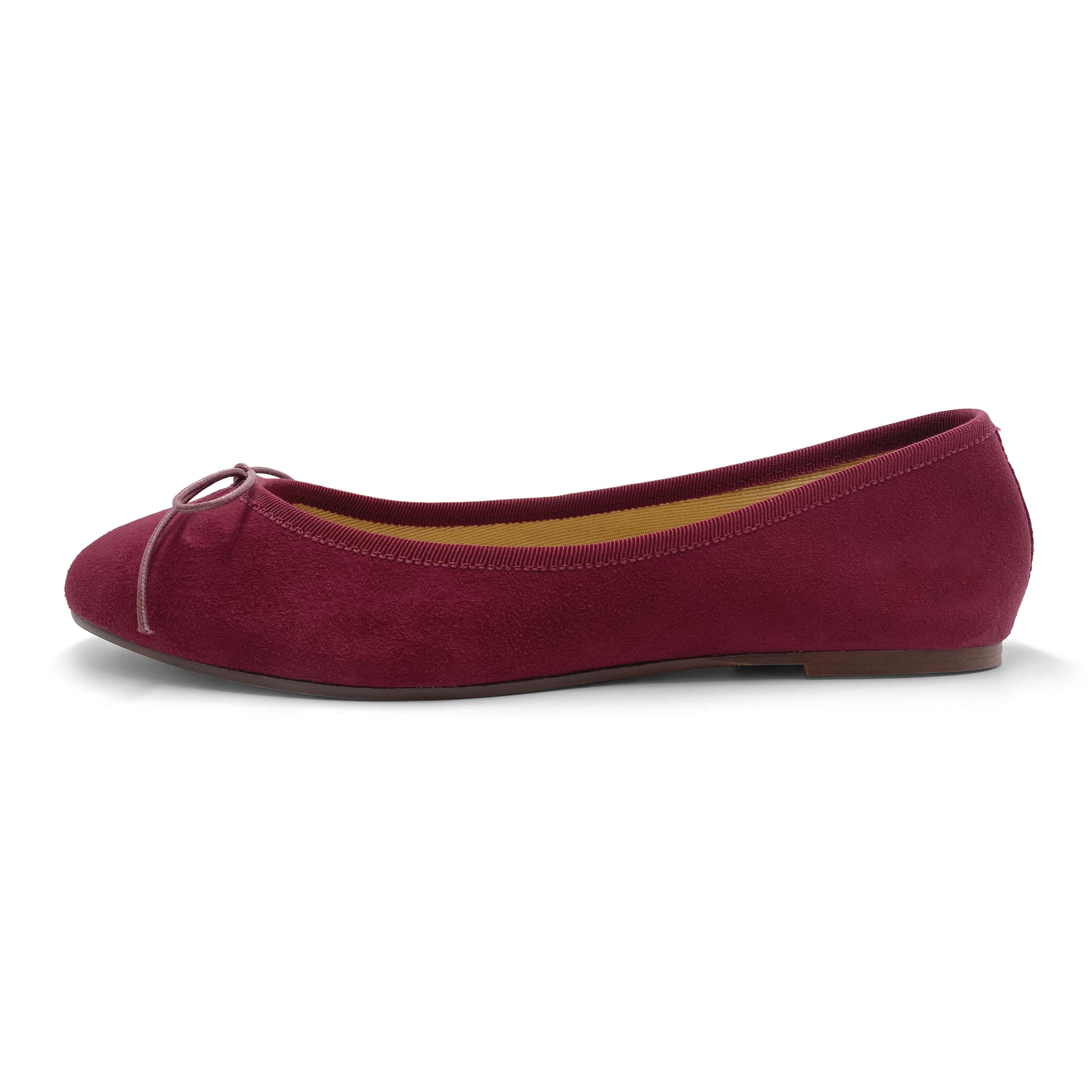 Burgunderrote Wildlederballerinas