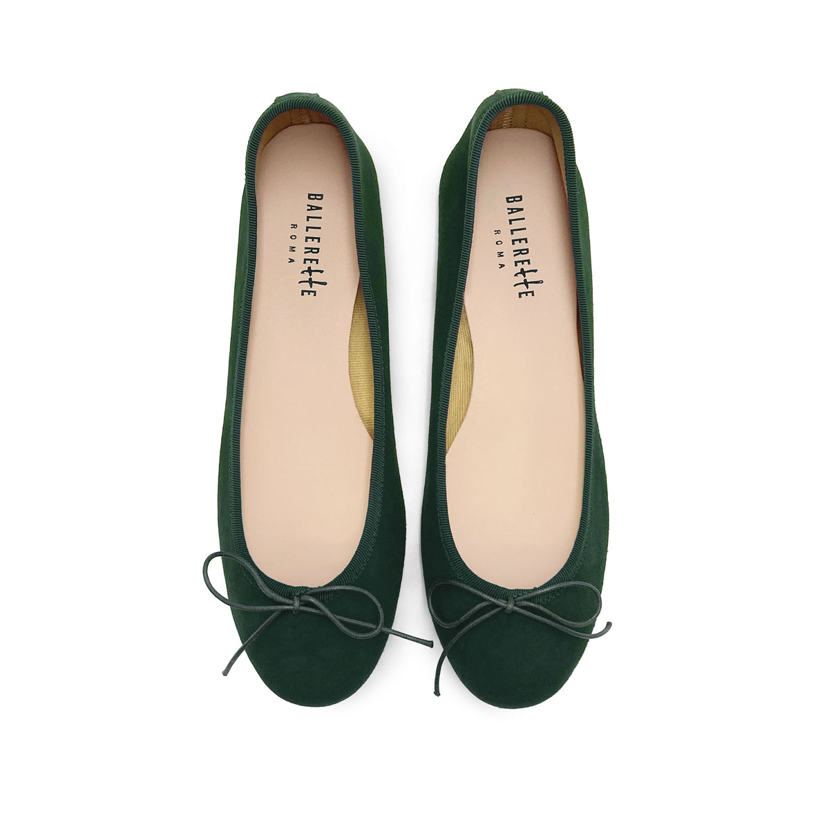 Ballerine in camoscio verdi bottiglia