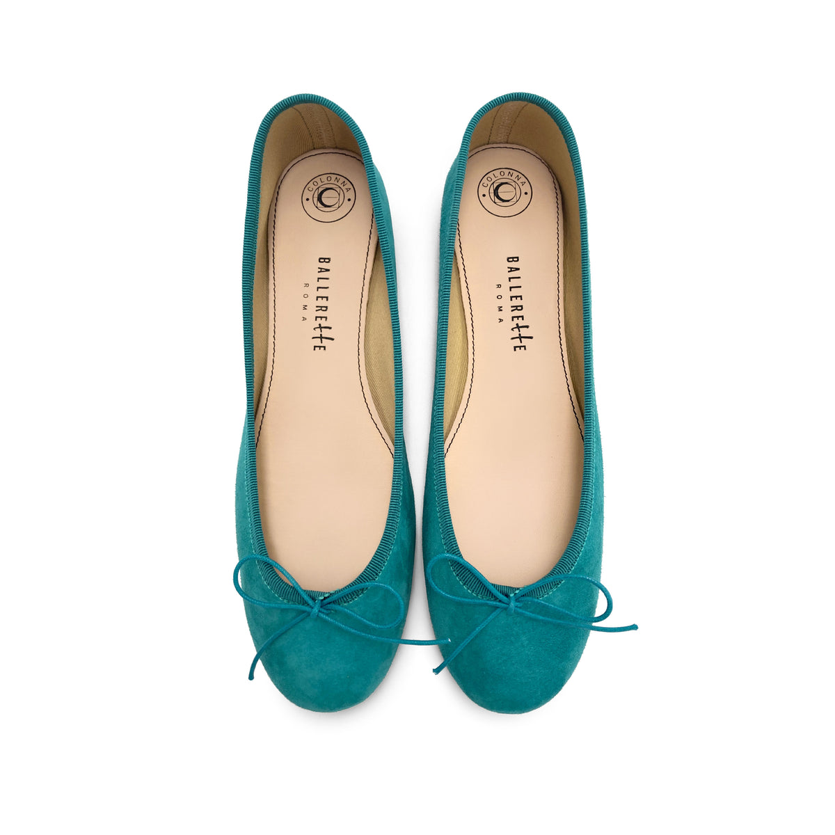 Pfauenblaue Wildlederballerinas