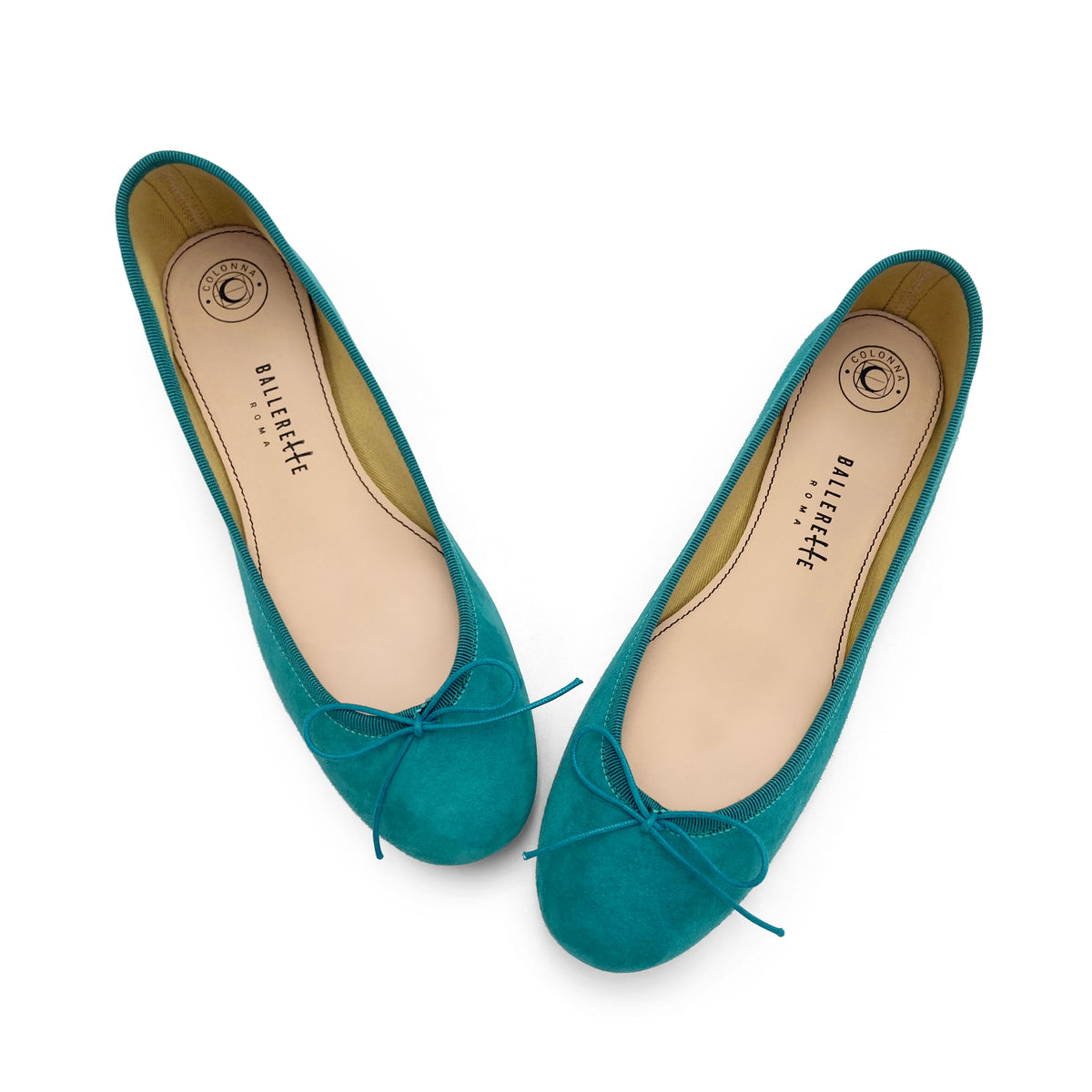 Pfauenblaue Wildlederballerinas