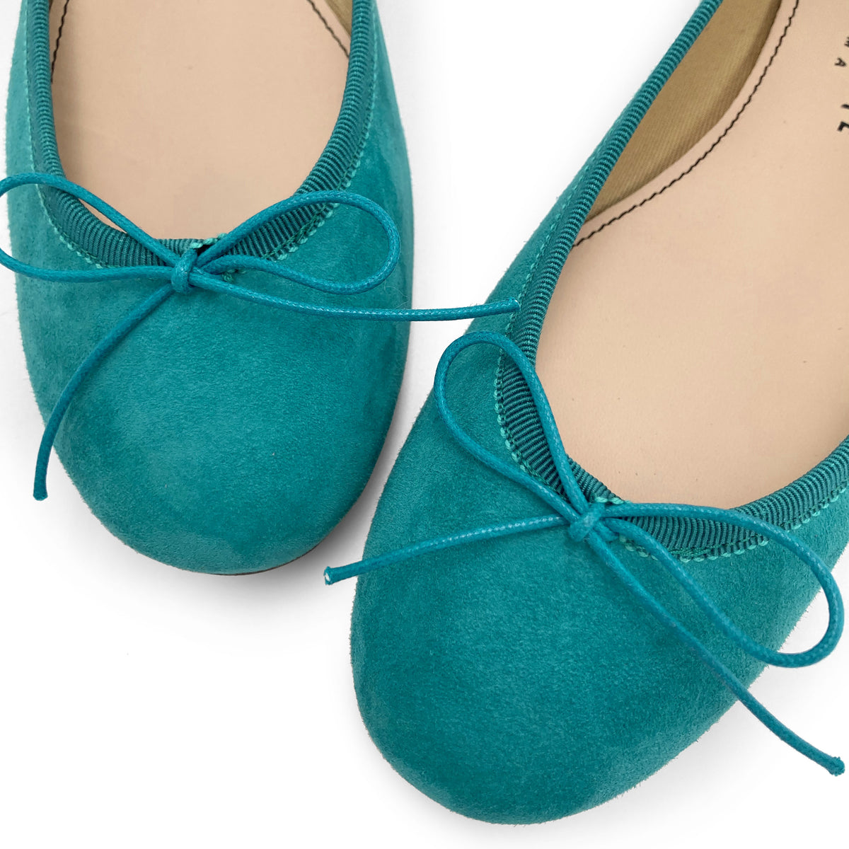 Ballerines en daim bleu paon