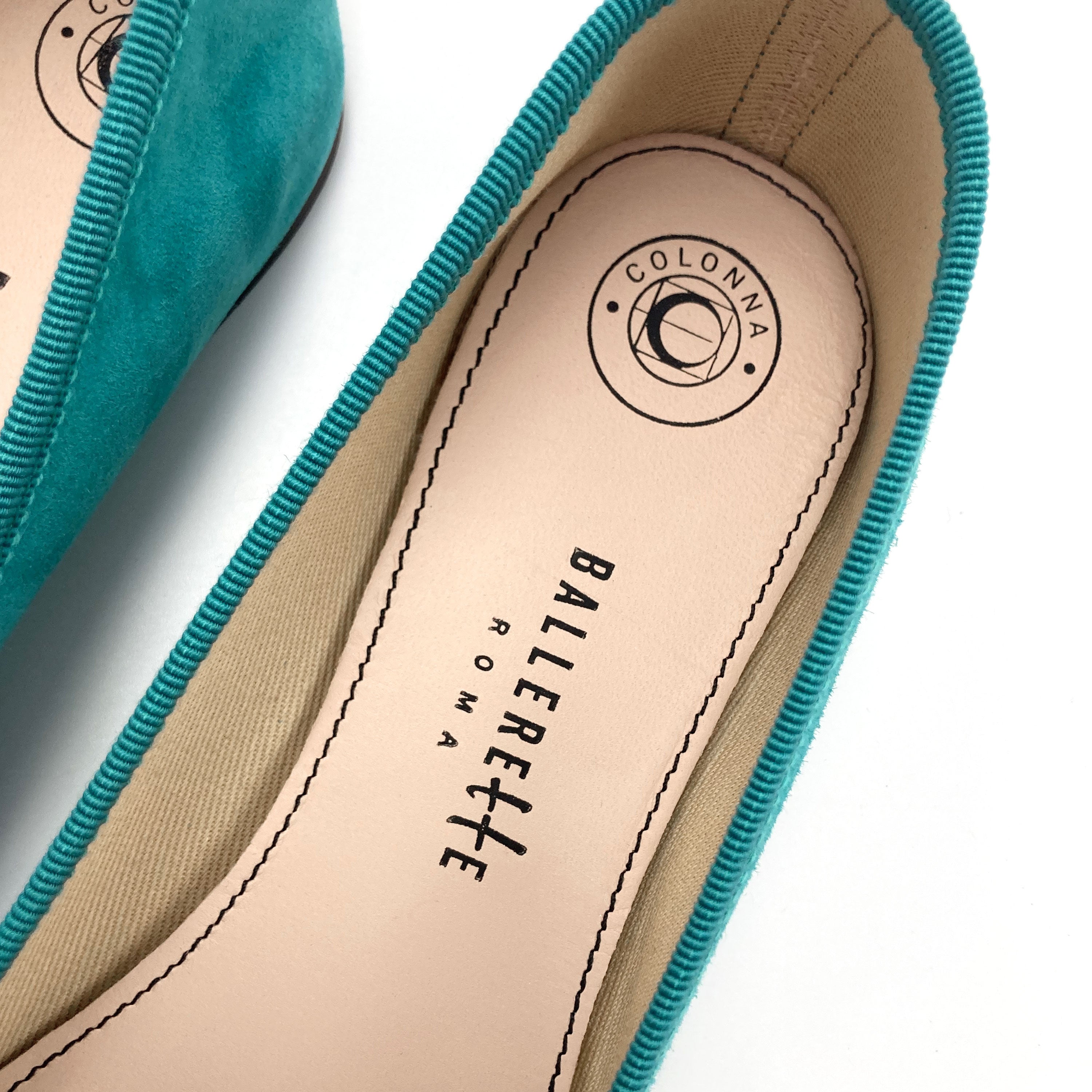 Ballerines en daim bleu paon