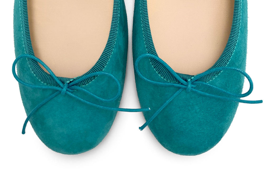 Ballerines en daim bleu paon