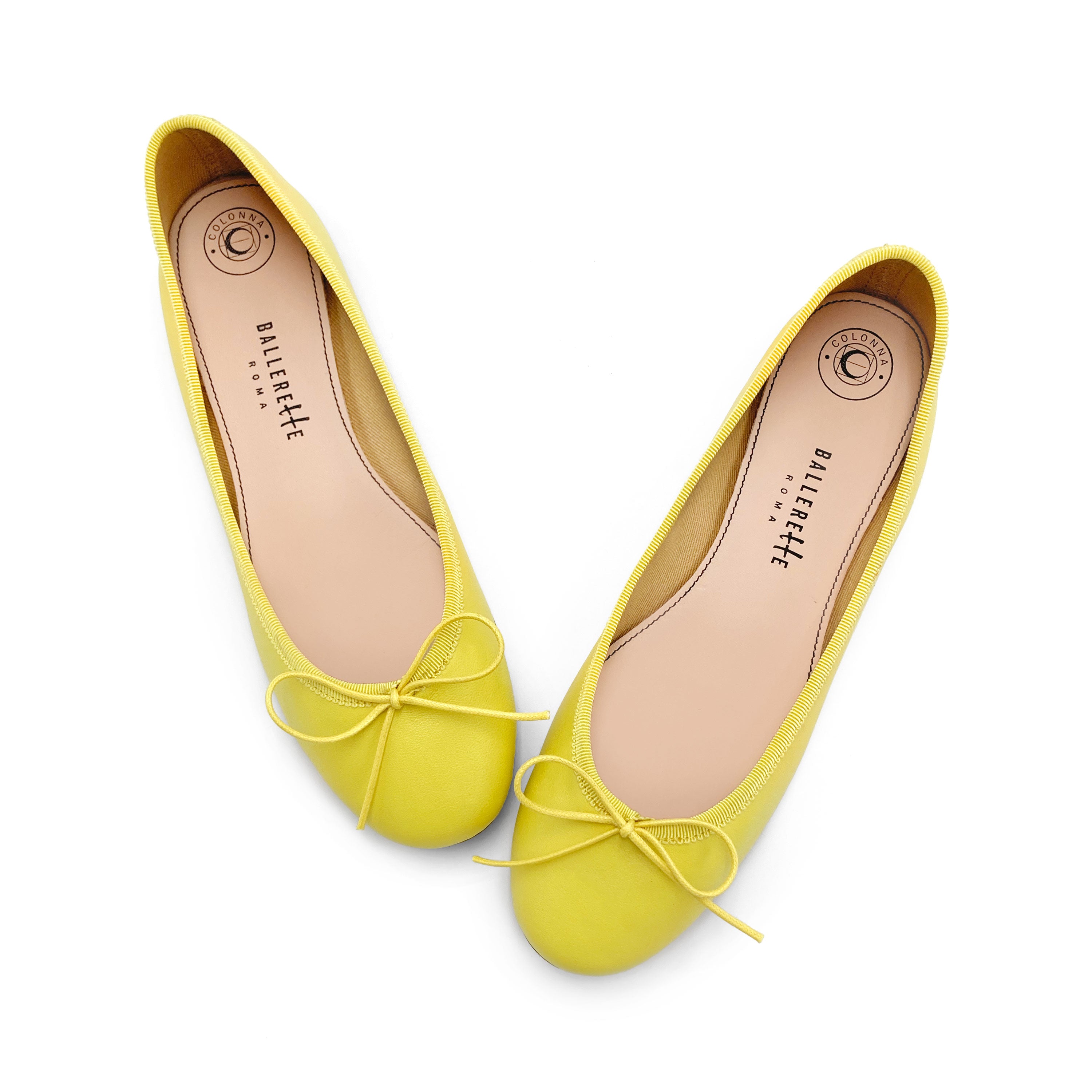 Bailarinas de piel en color amarillo limón