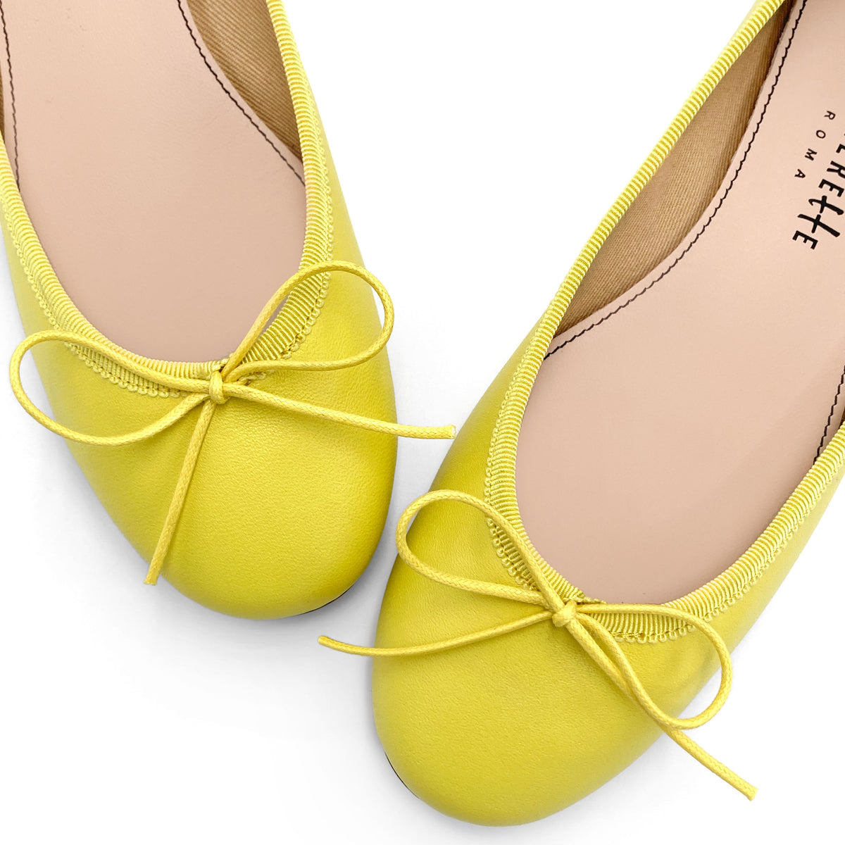 Bailarinas de piel en color amarillo limón