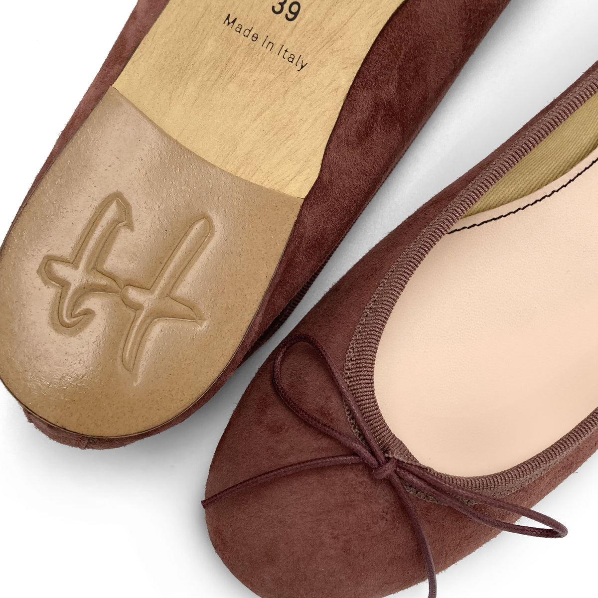 Ballerine in camoscio vino