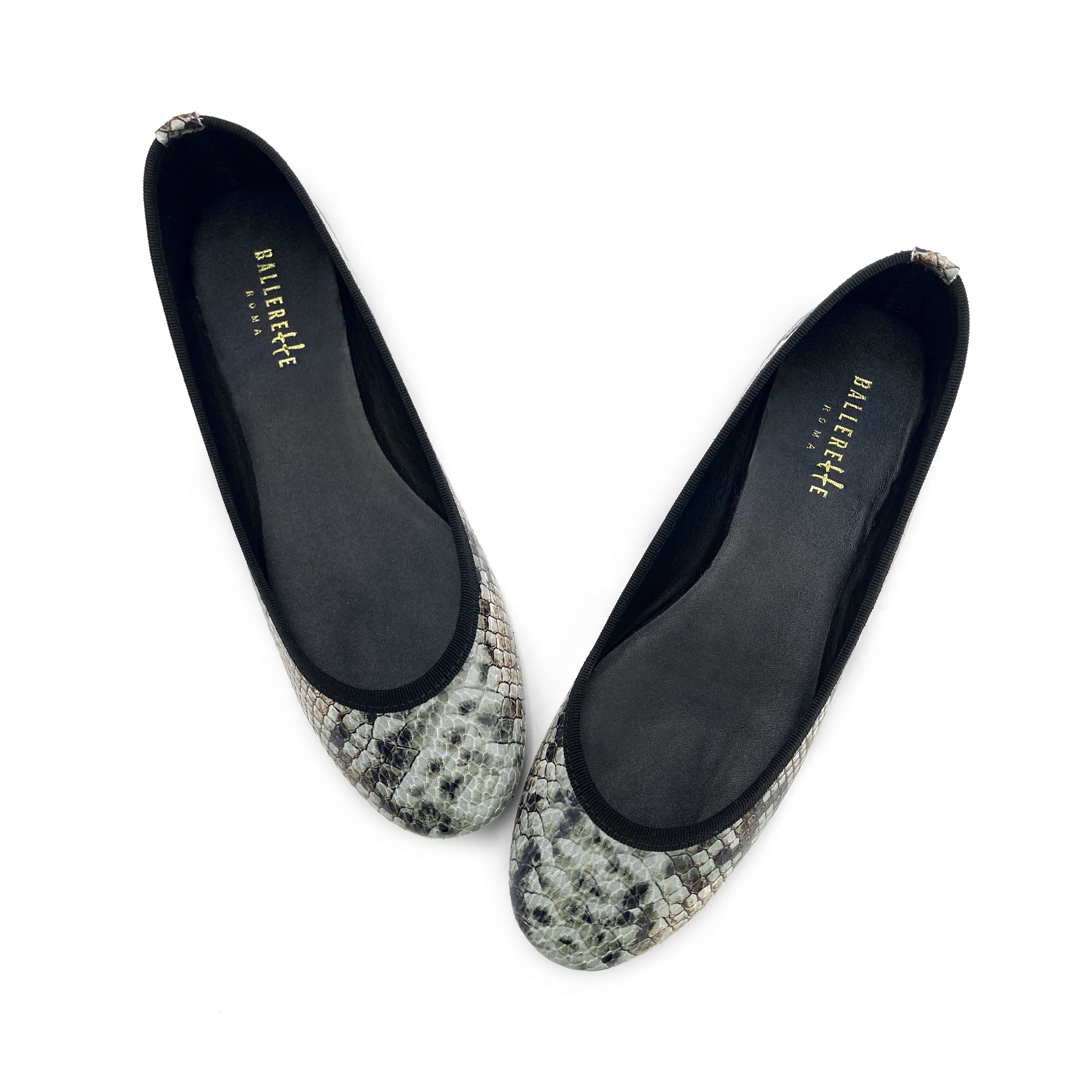 Ballerine animalier pitonate in pelle