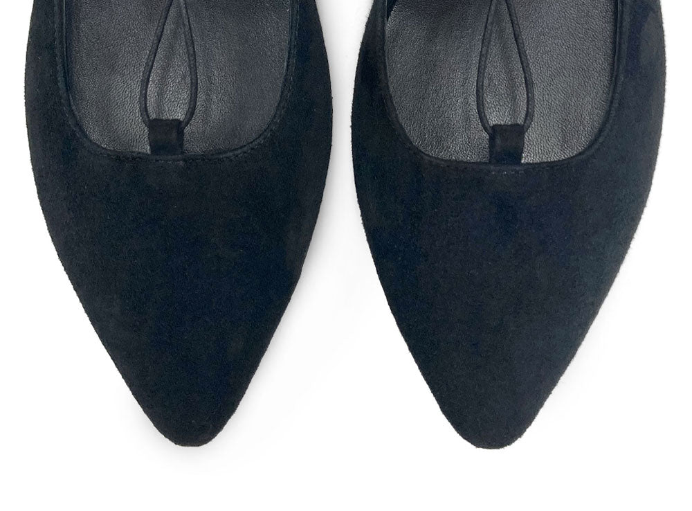 Ballerines à lacets style spartiate en daim noir