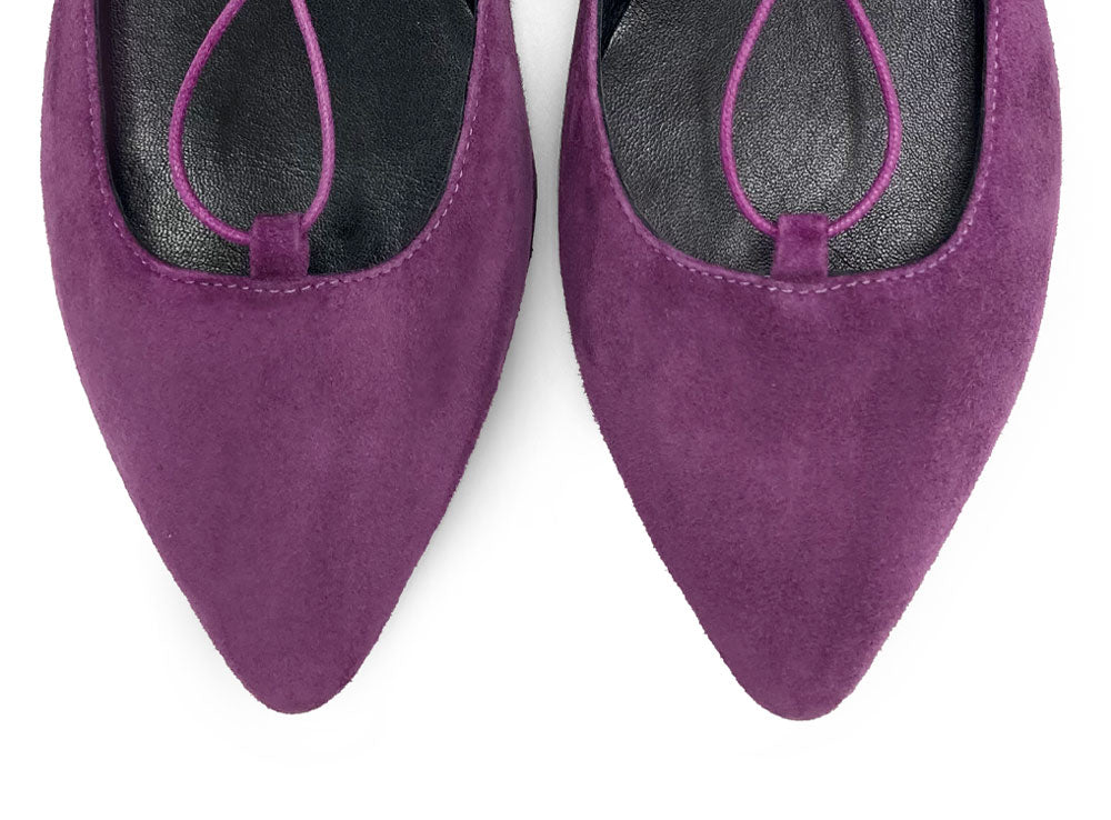 Ballerines à lacets style spartiate en daim violet