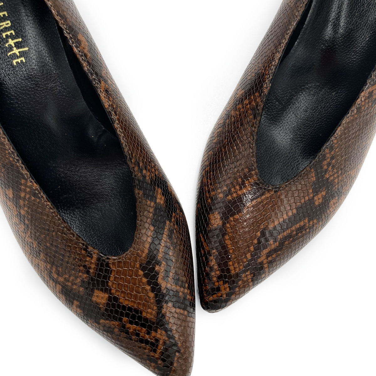 Brown animal print leather décolleté with V-neck