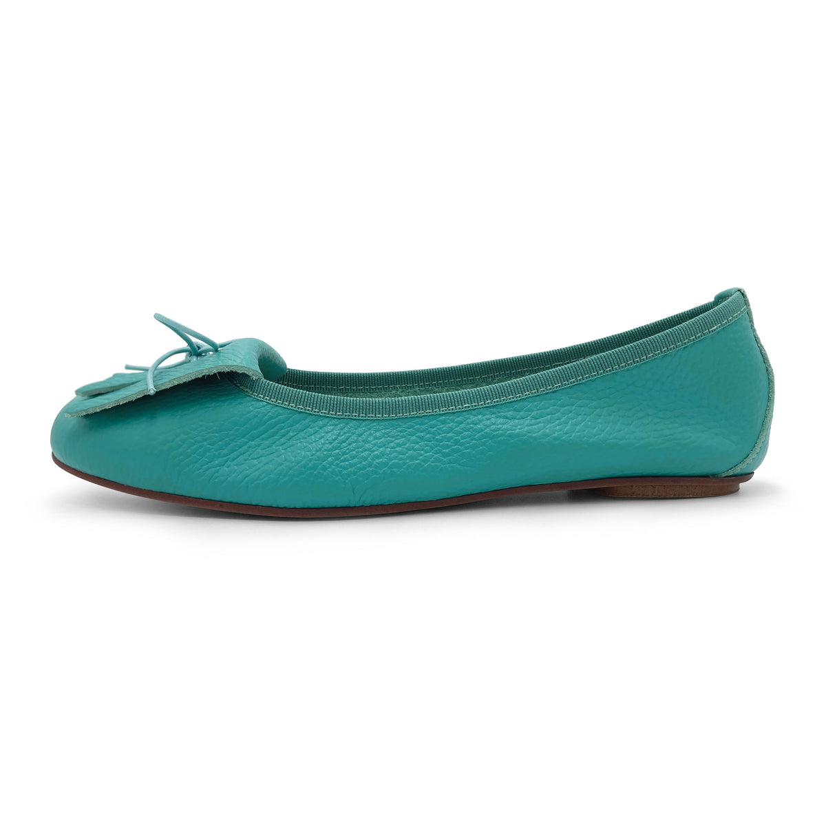 Mocassins femme en cuir bleu aqua a frange