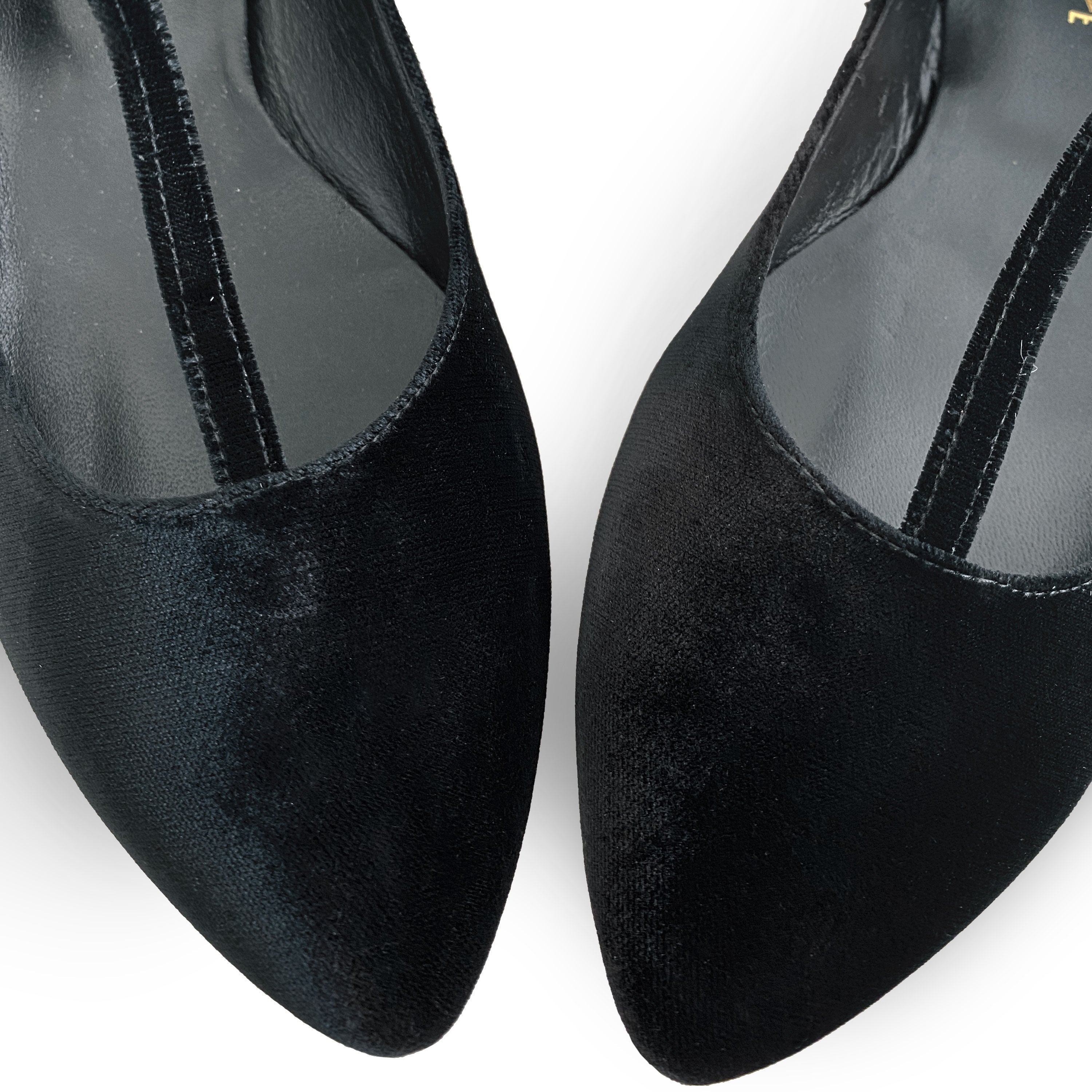 Ballerinas aus schwarzem Samt mit T-Bar