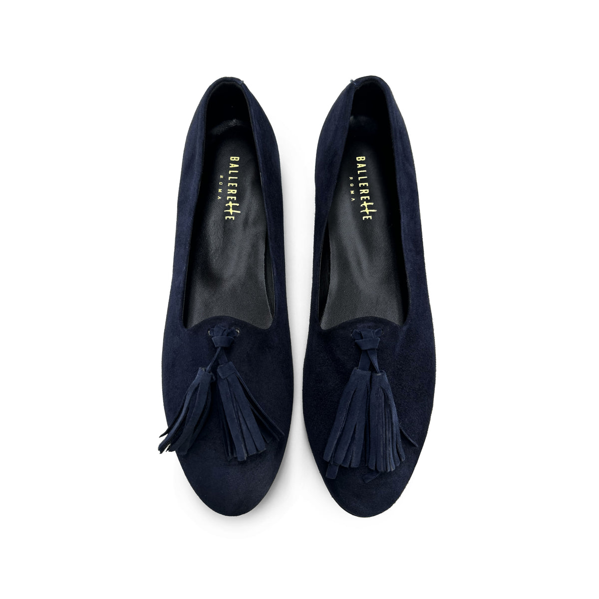 Mocassini donna blu con nappine
