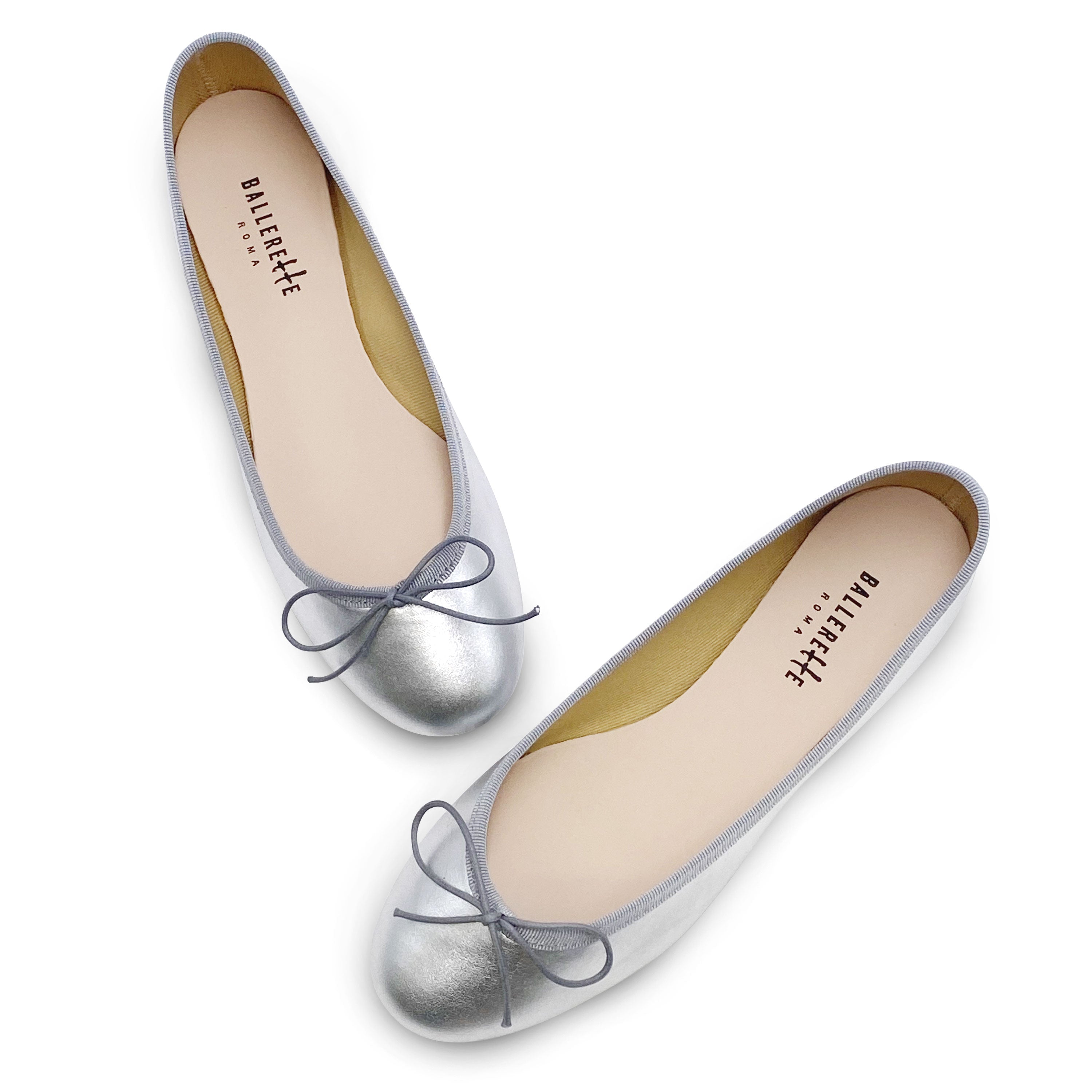 Ballerine argento in pelle laminata