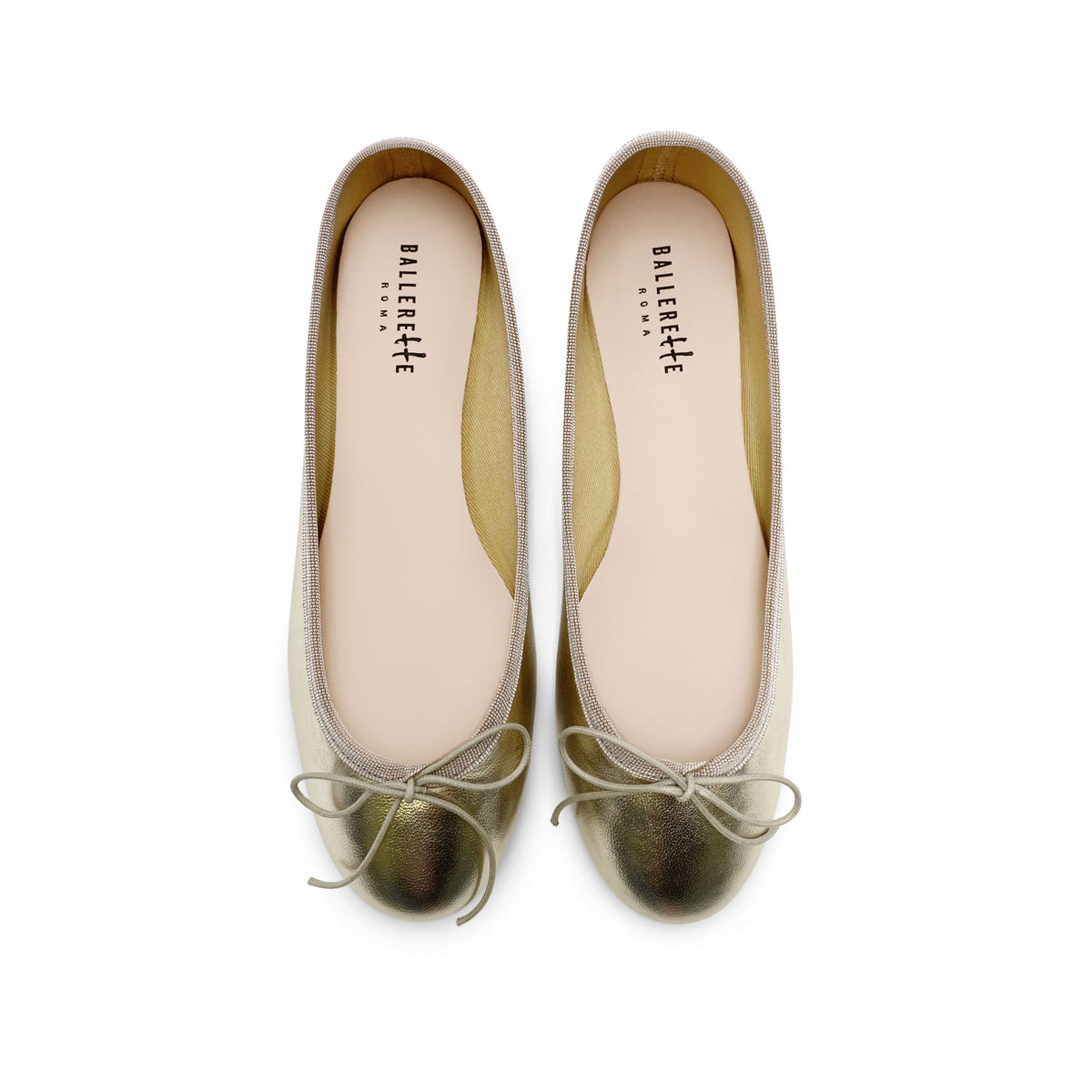 Ballerine in pelle laminata platino