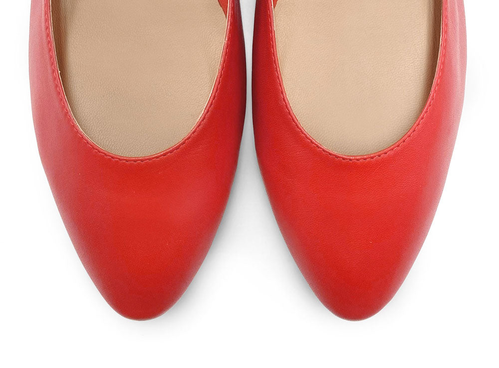 Ballerines Mary Jane rouge corail avec brides