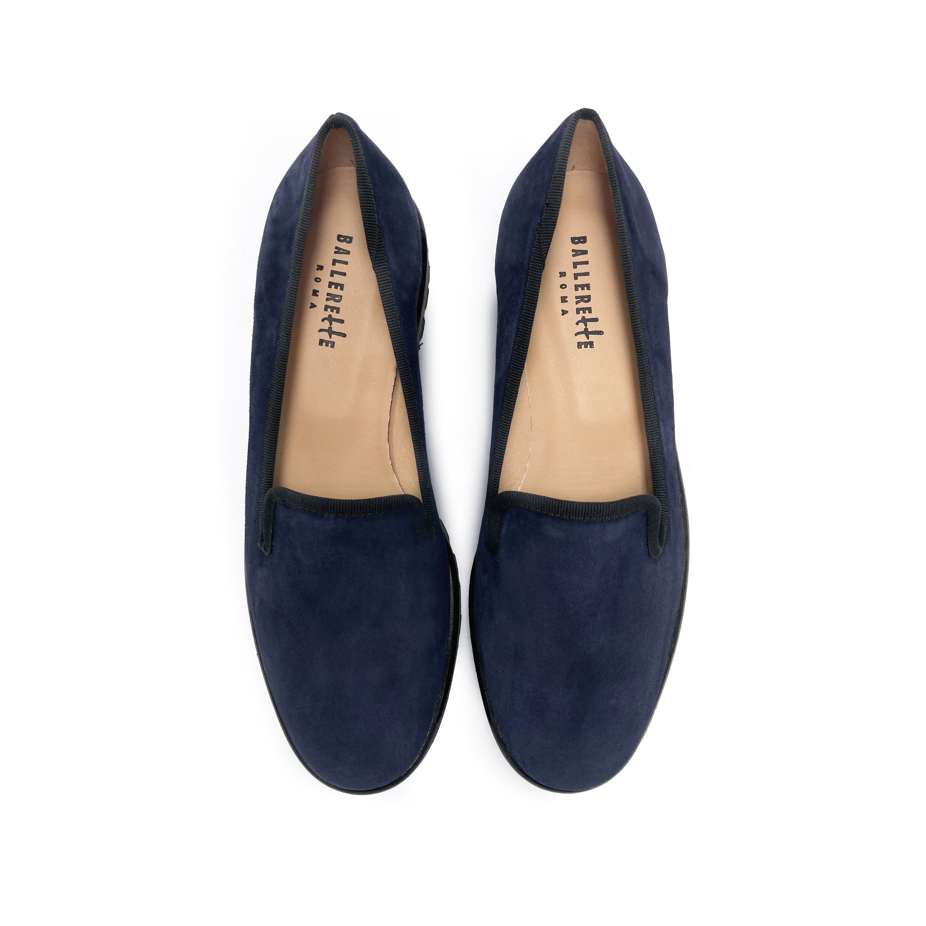 Blaue Wildleder Plateau Damen Mokassins