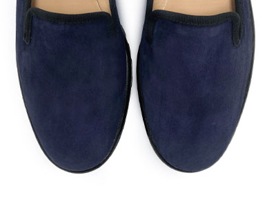 Blaue Wildleder Plateau Damen Mokassins