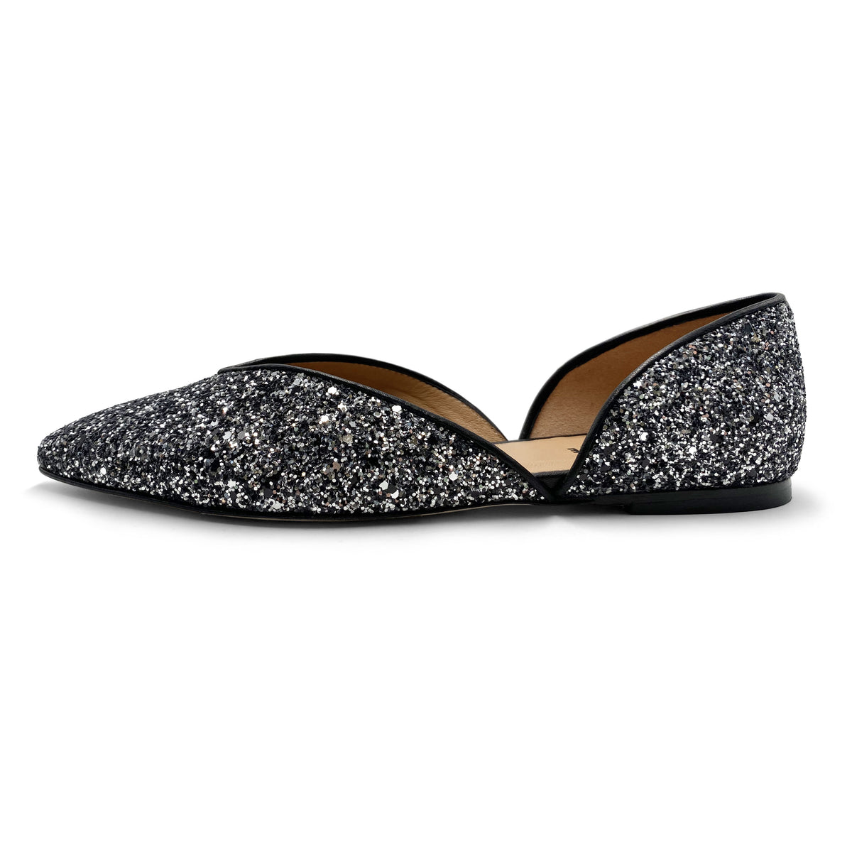 Ballerine aperte in glitter ferro