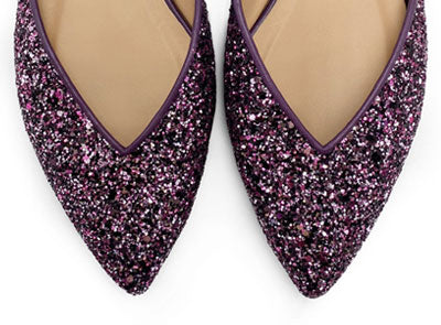 Bailarinas abiertas con purpurina morada