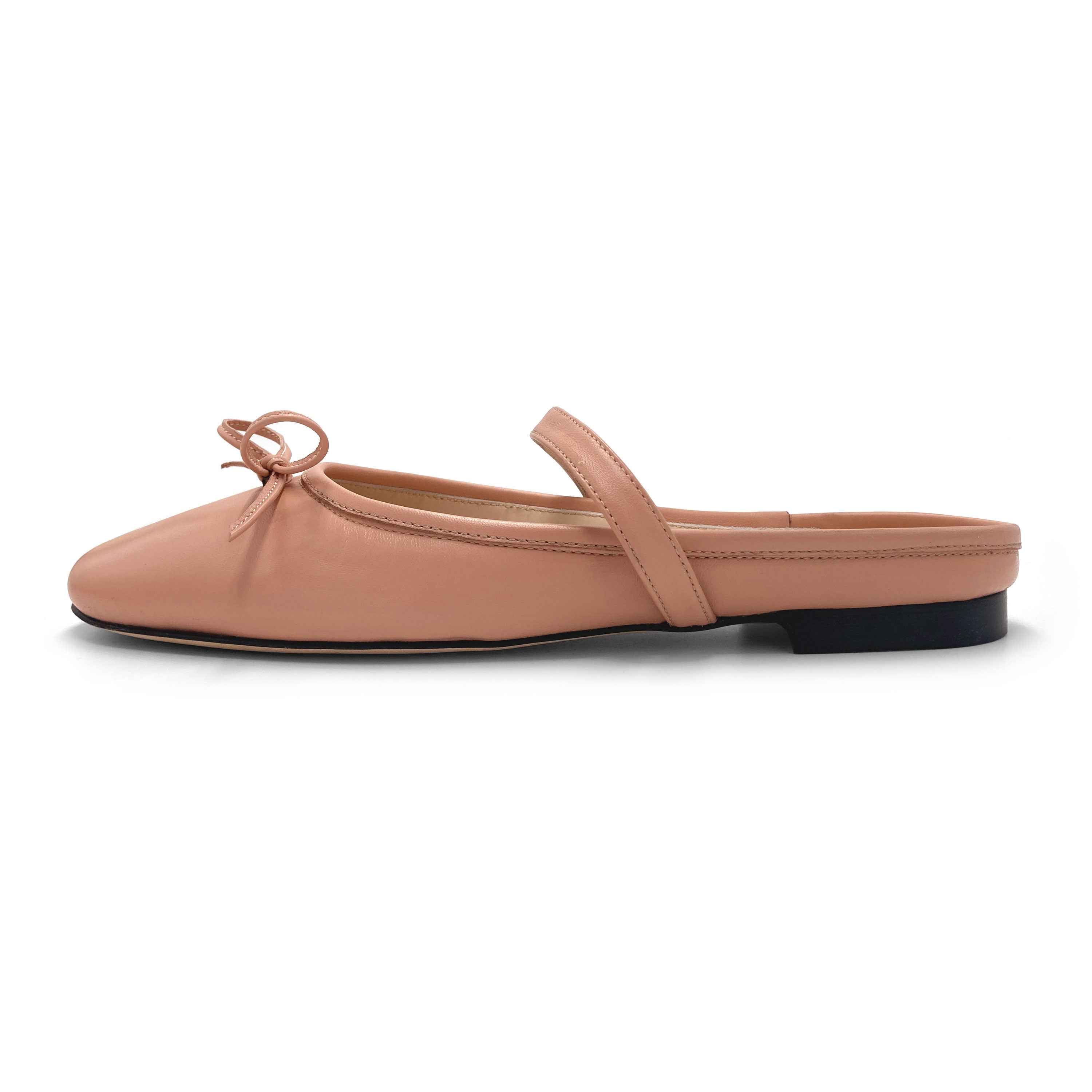 Ballerines mules rose en cuir à cousu sacchetto