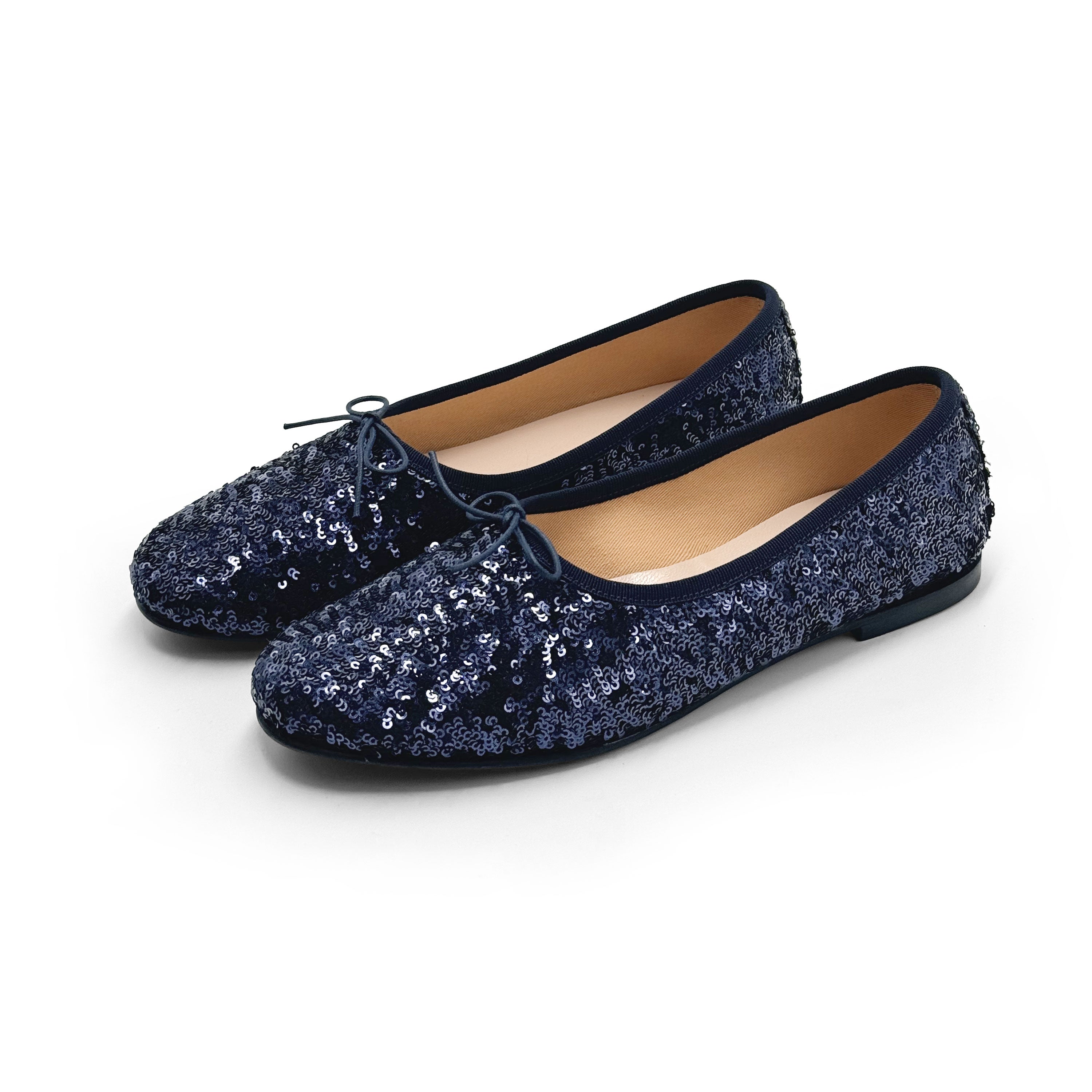 Ballerine accollate con paillettes blu