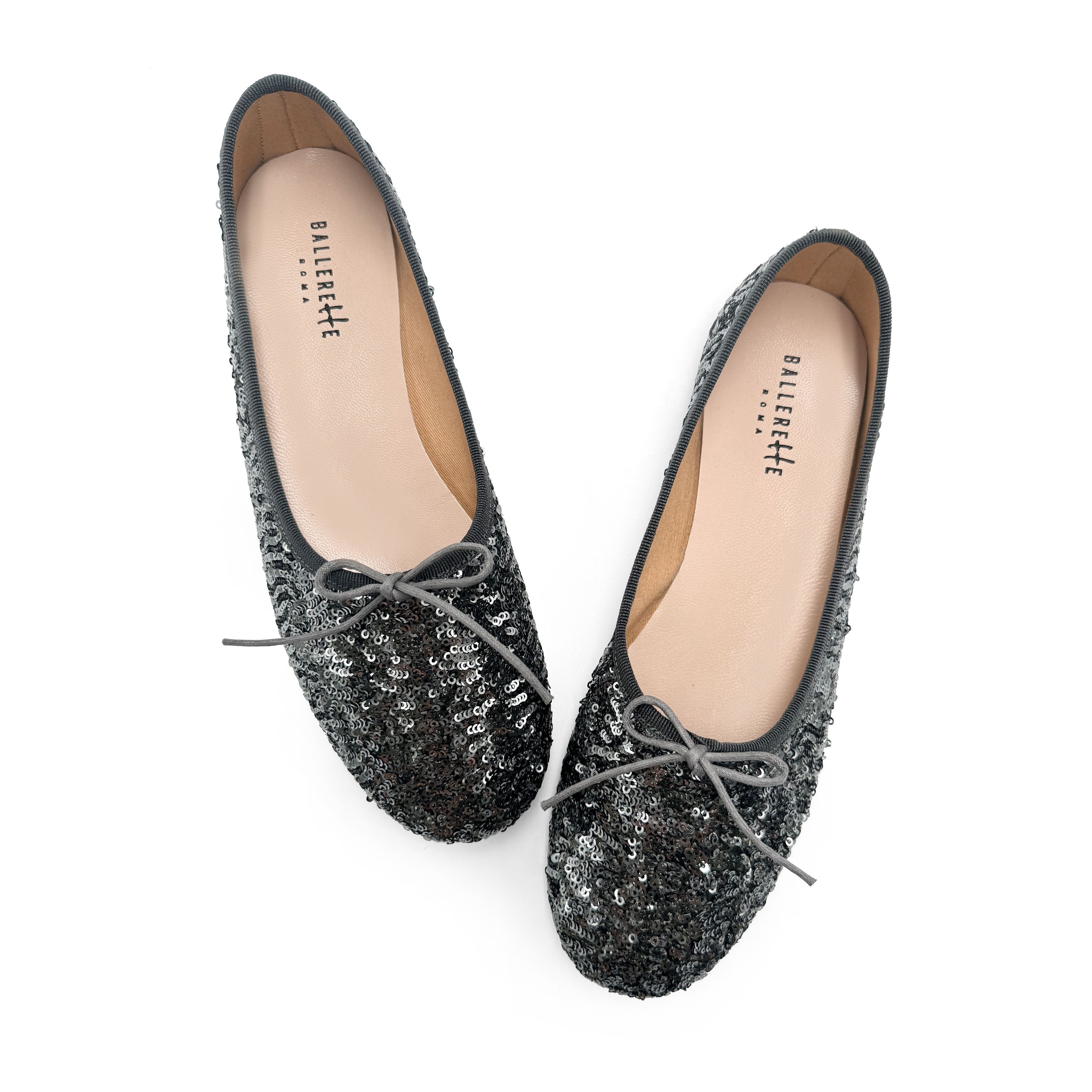Ballerine accollate con paillettes ferro