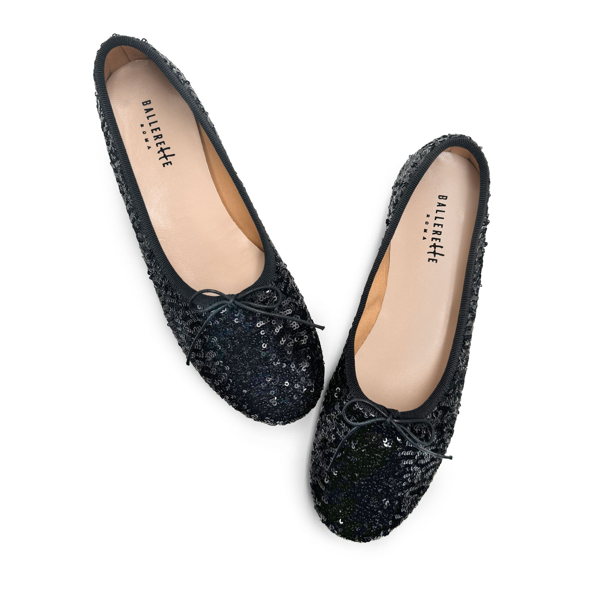 Ballerine accollate con paillettes nere