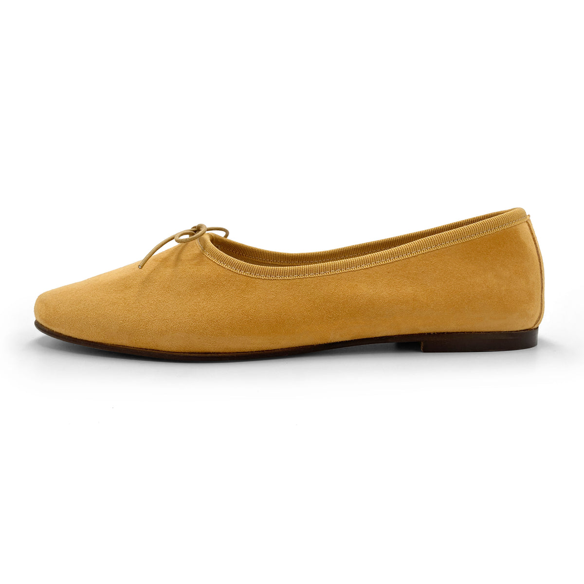 Senfgelbe "Glove" Ballerinas aus Wildleder