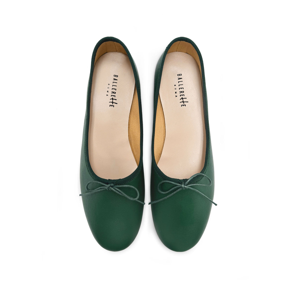 Ballerine "glove shoes" verdi accollate in pelle