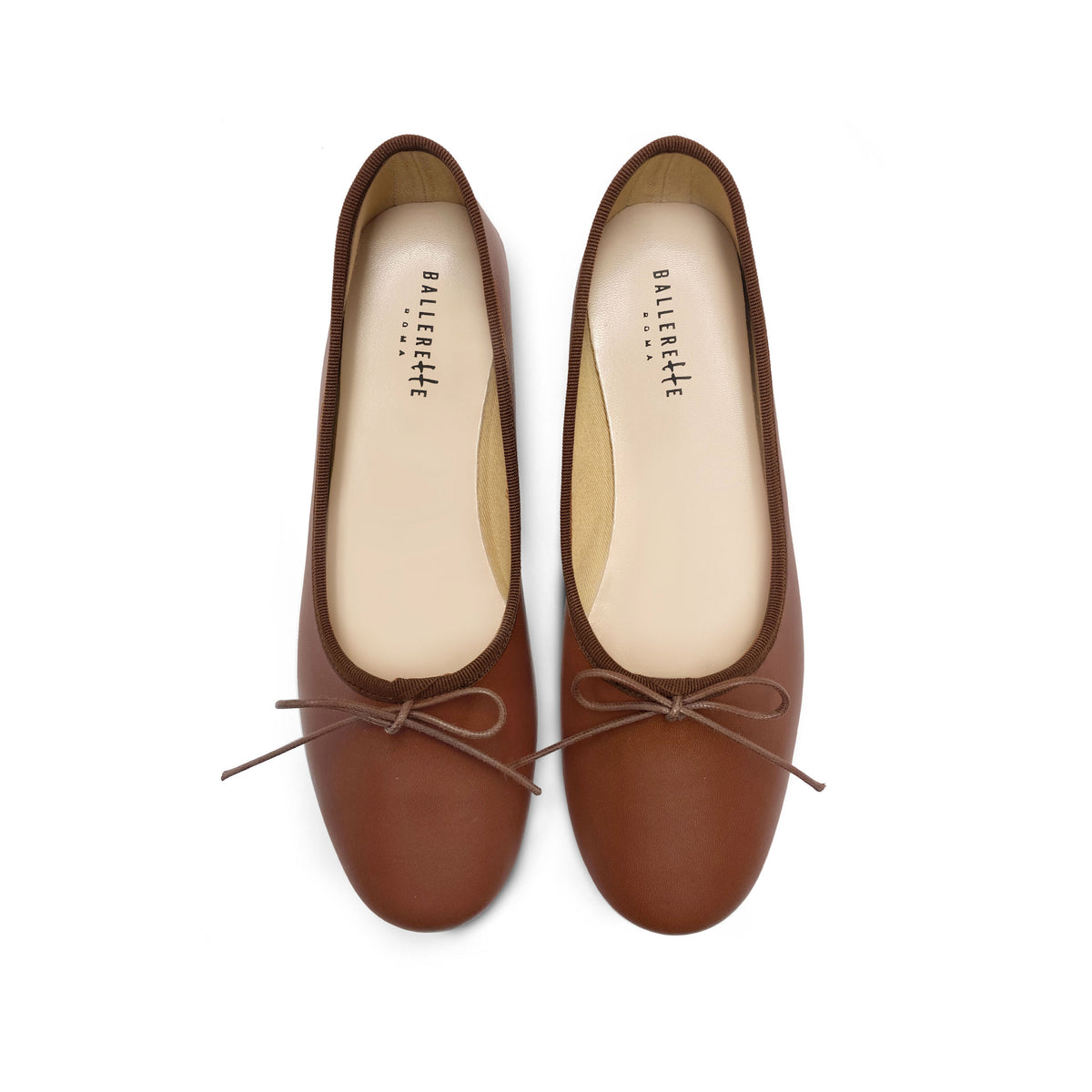 Ballerine "glove shoes" marroni accollate in pelle