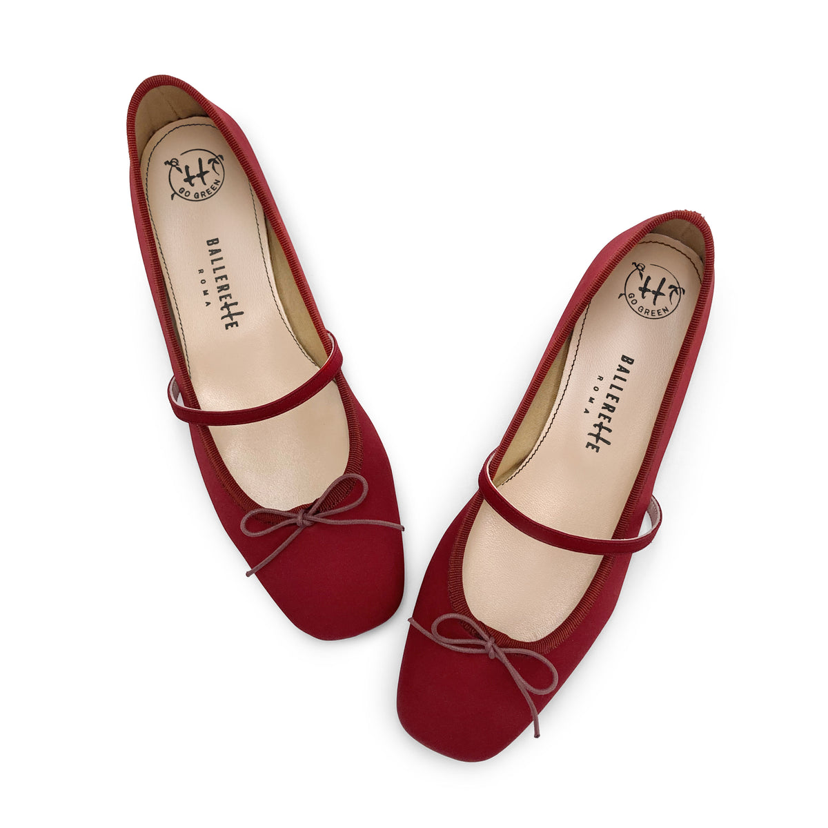 TT GO GREEN Collection – Mary Jane Ballerinas aus rotem recyceltem Satin