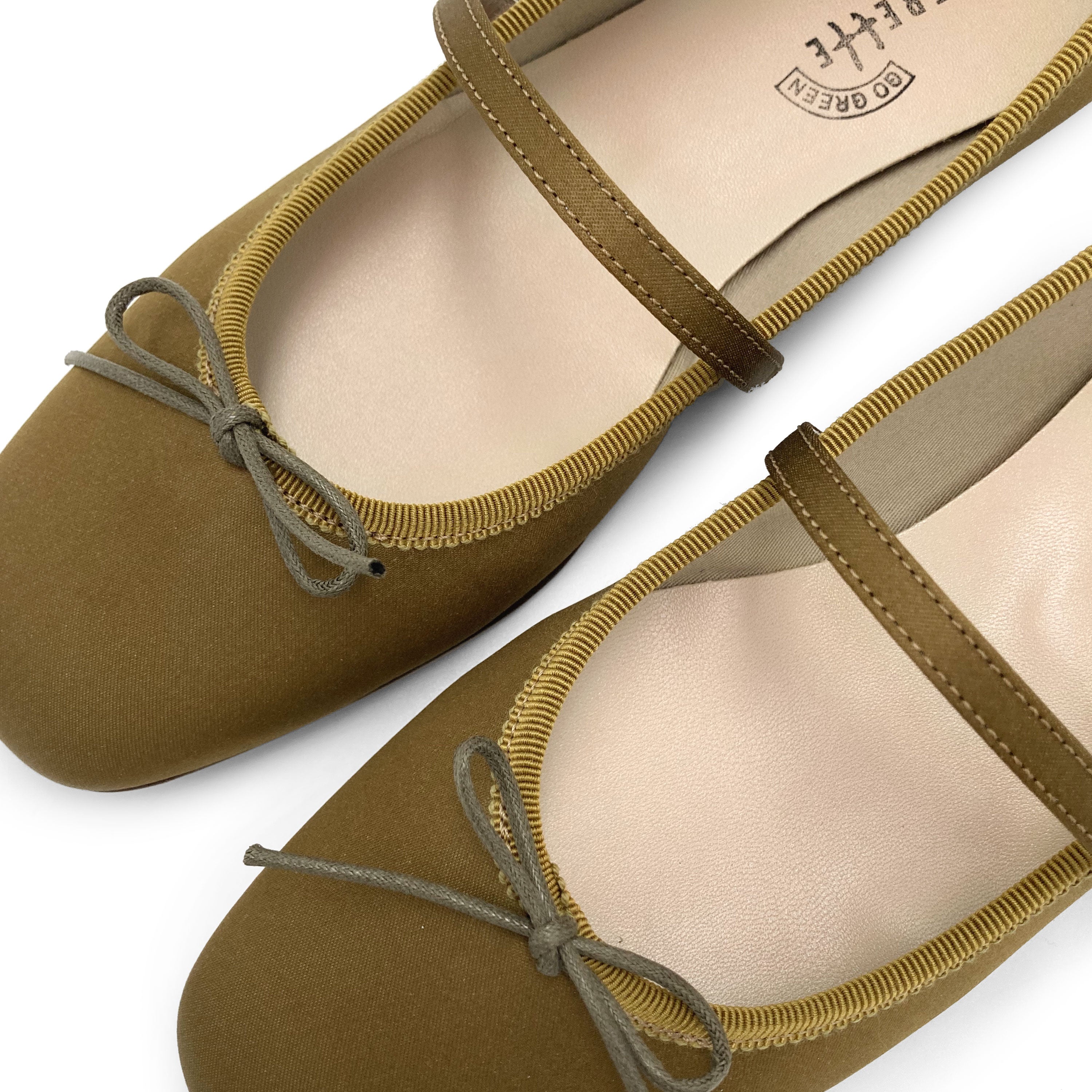 TT Go Green Collection - Ballerine Mary Jane marrone mostarda in raso eco
