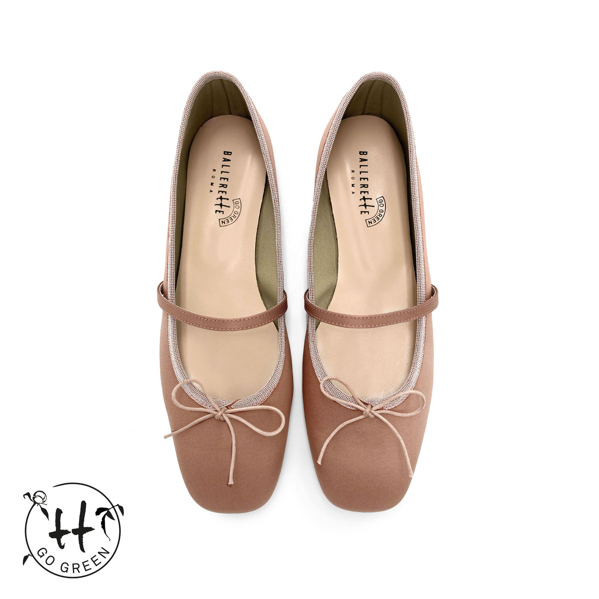 TT GO GREEN Collection - Ballerine Mary Jane rosa antico in raso ECO