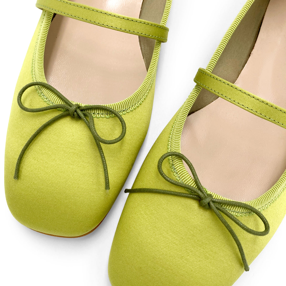 TT Go Green collection - ballerines Mary Jane en satin eco vert lime