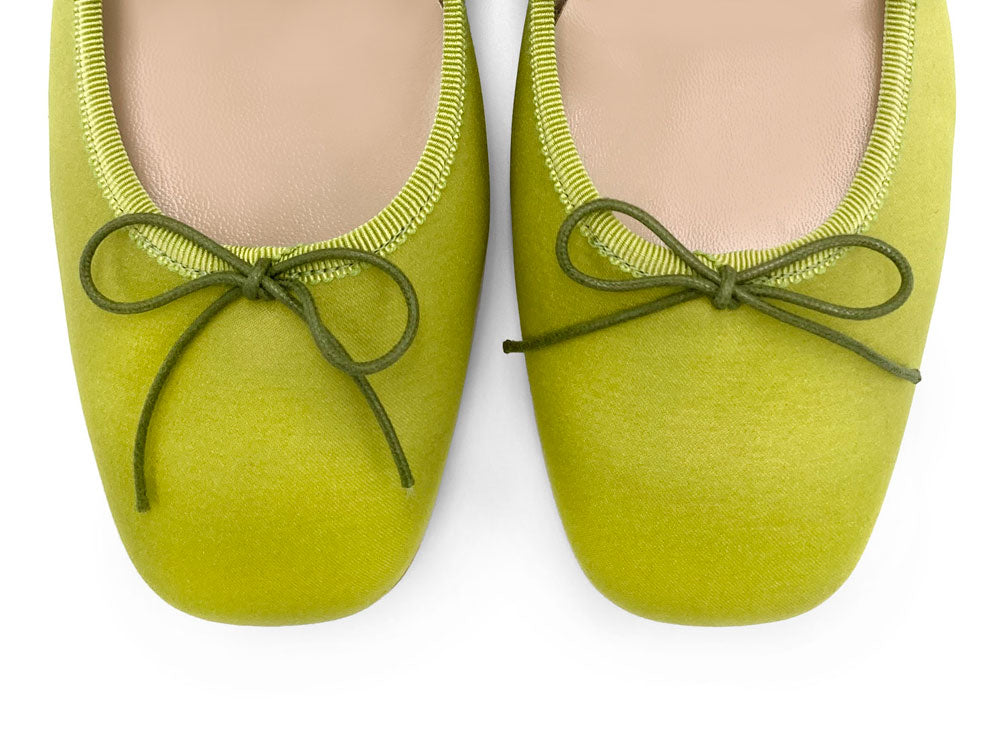 TT Go Green collection - ballerines Mary Jane en satin eco vert lime
