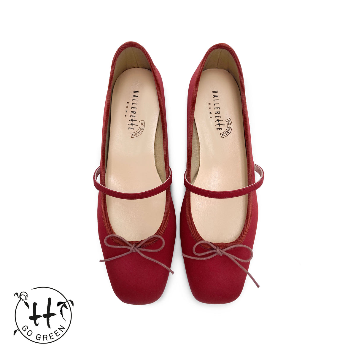 TT Go Green Collection - Ballerine Mary Jane bordeaux in raso eco