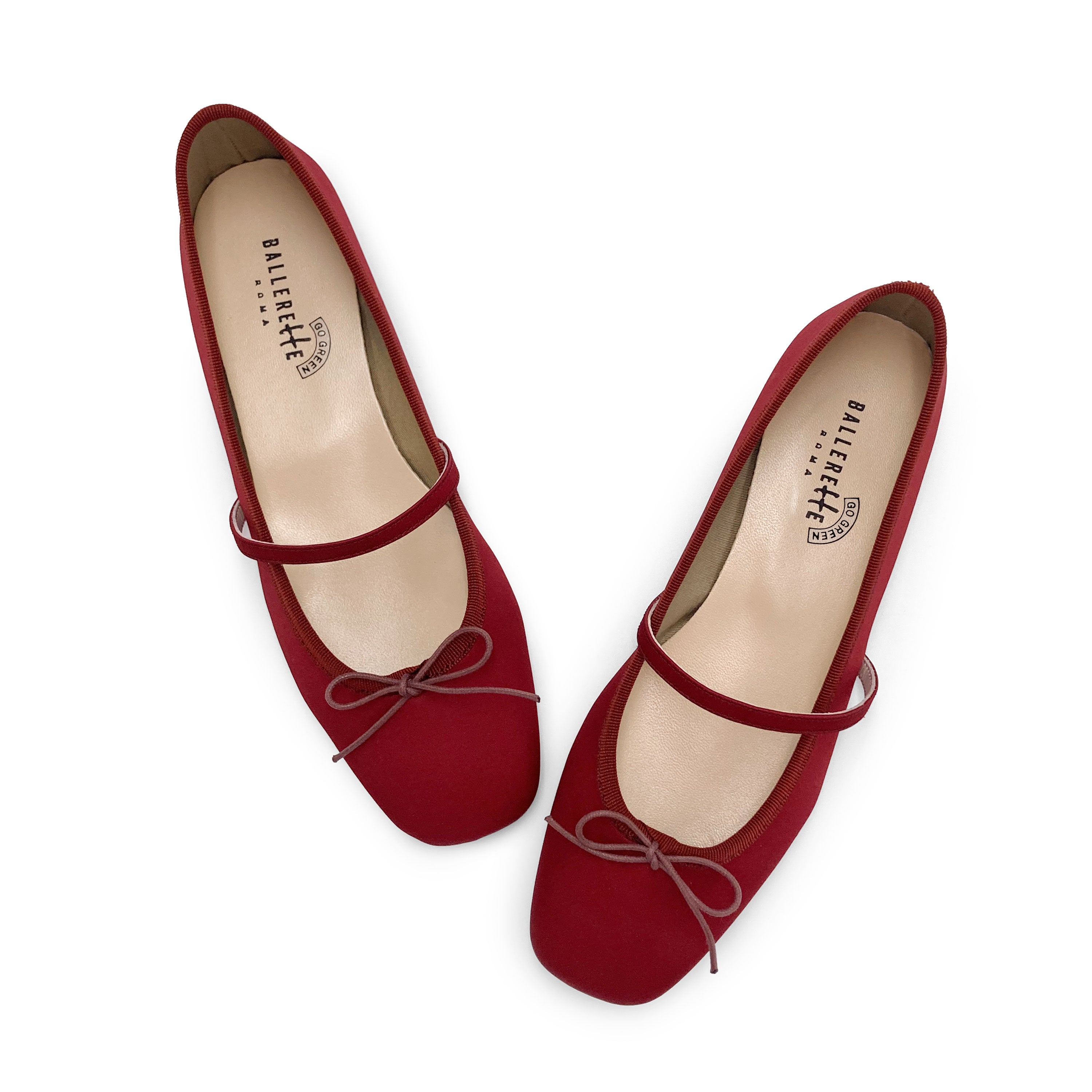 TT Go Green Collection - Ballerine Mary Jane bordeaux in raso eco