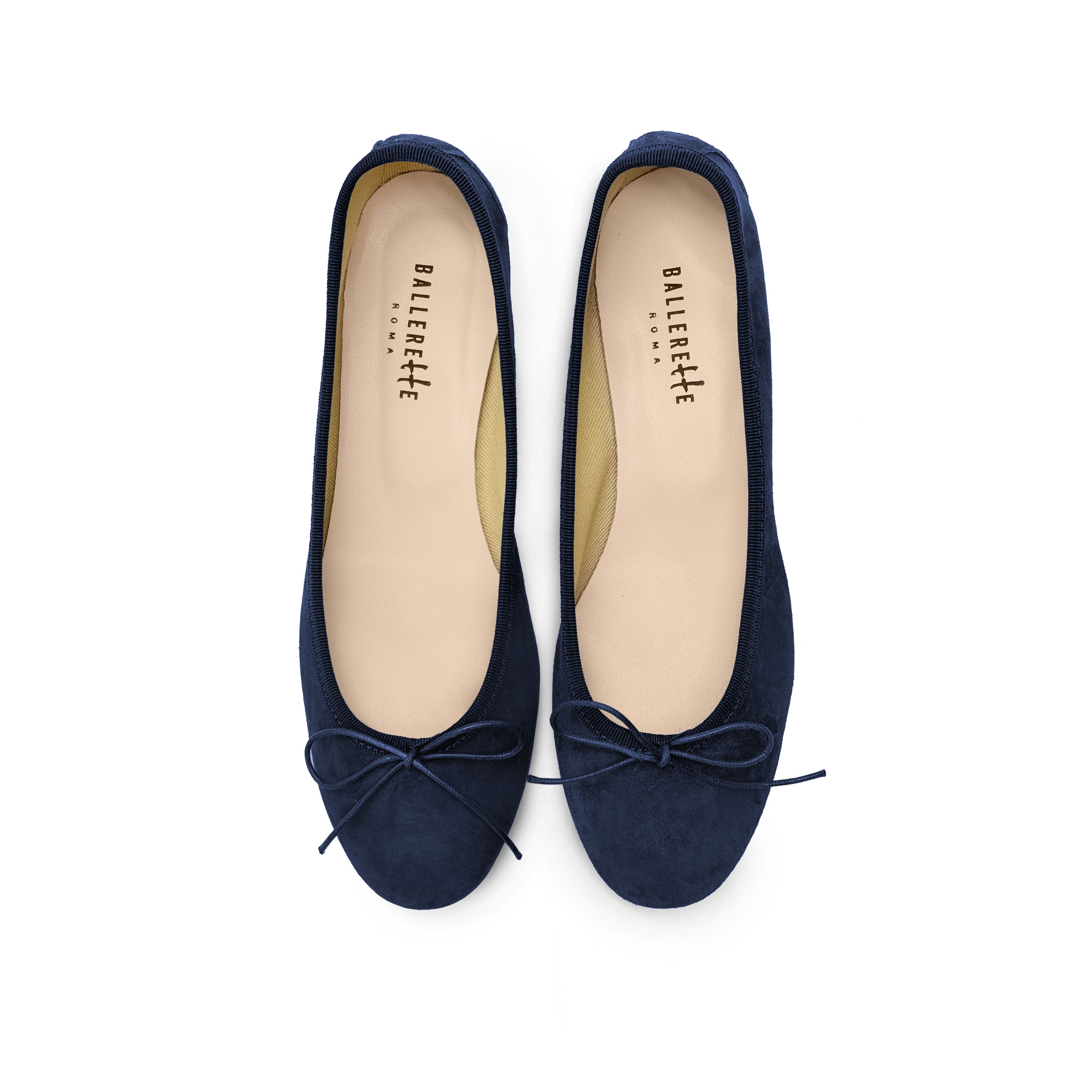 Ballerine blu con tacco in camoscio
