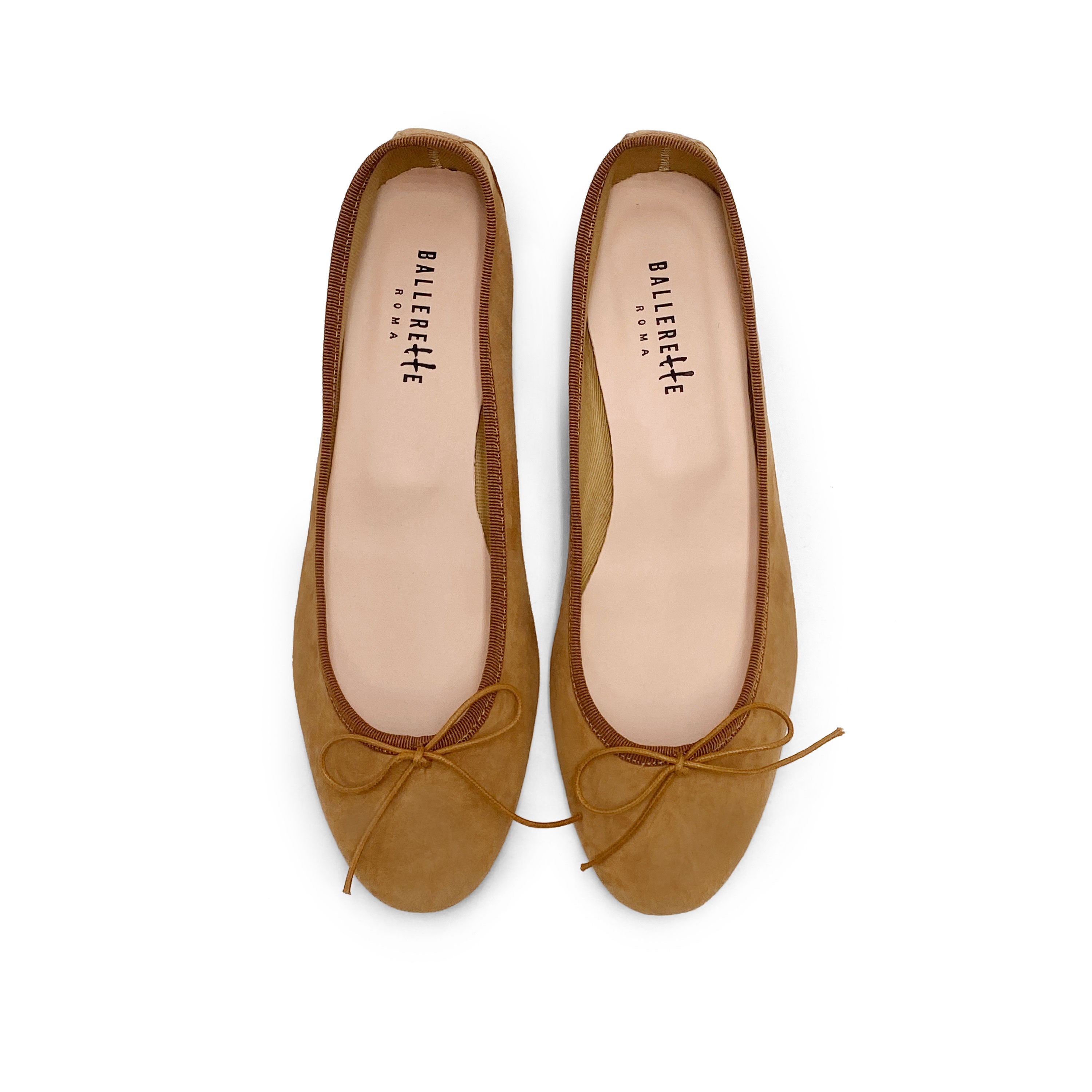 Ballerine con tacco cuoio in camoscio
