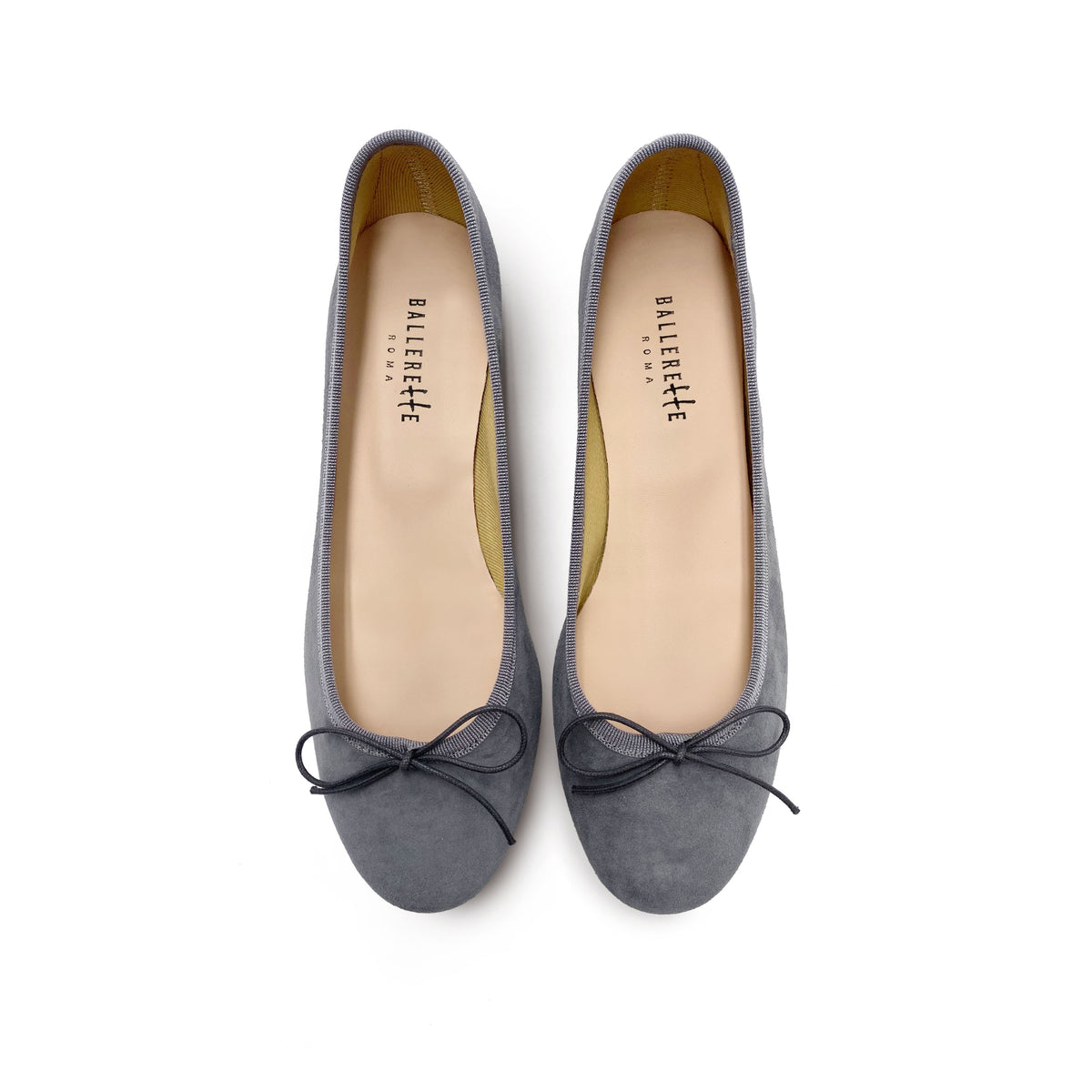 Anthrazitgraue Wildlederballerinas mit Absatz