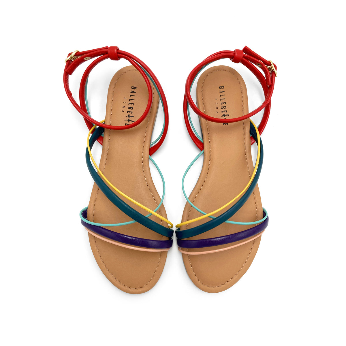 Sandali donna in pelle intrecciati colorati