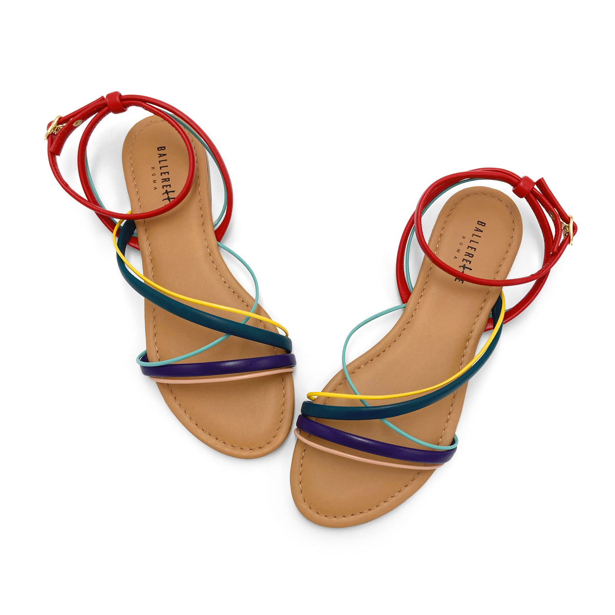 Sandali donna in pelle intrecciati colorati