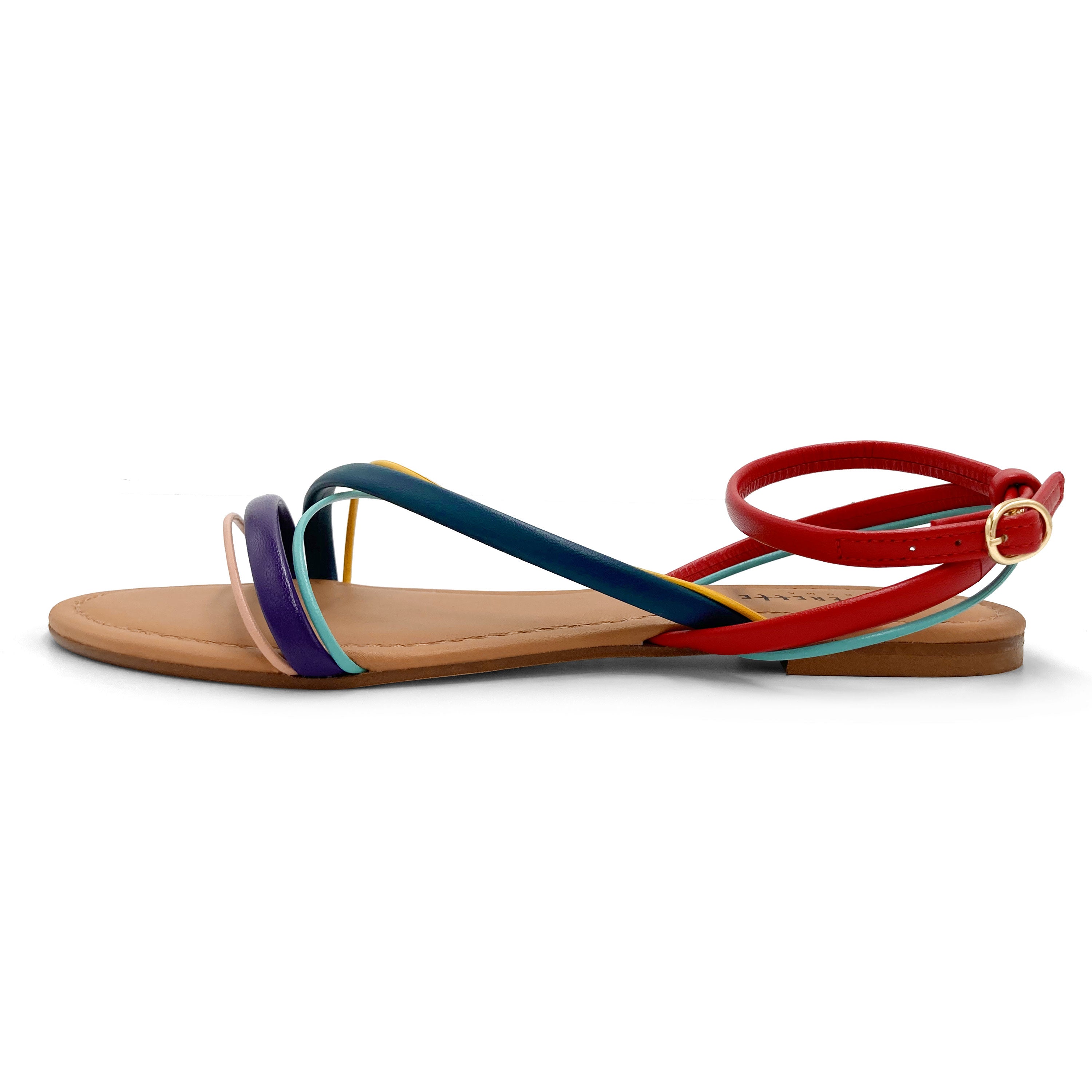Sandalias de mujer en piel trenzadas de colores