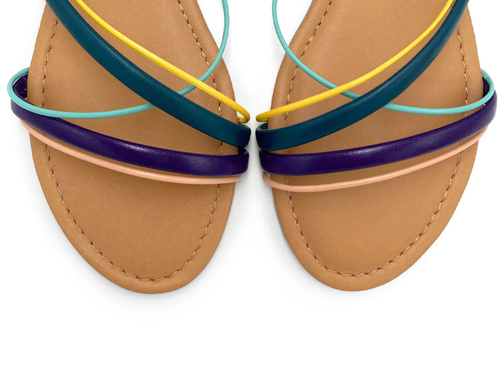 Sandalias de mujer en piel trenzadas de colores