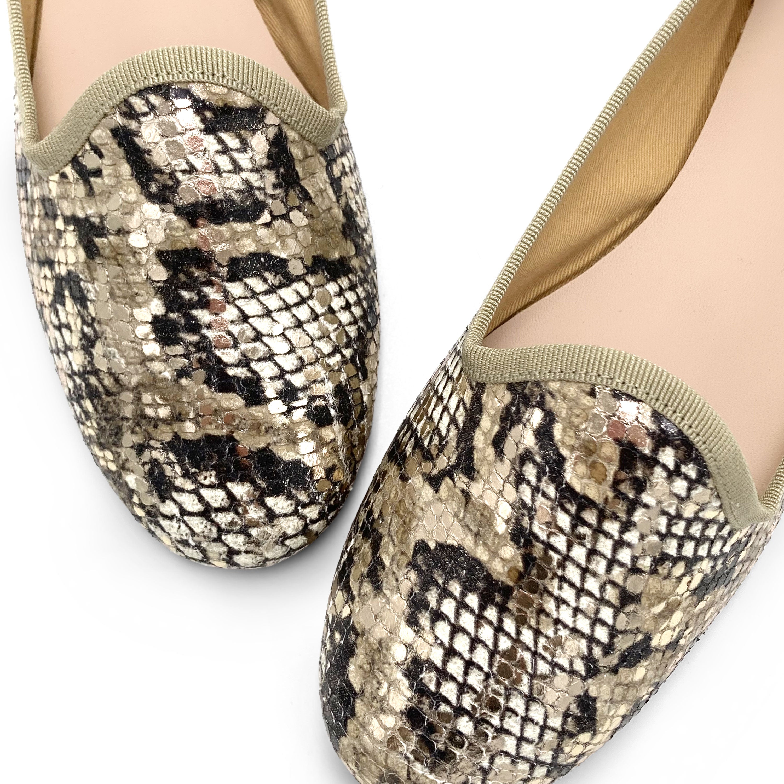 Slippers mujer en piel animal print efecto pitón
