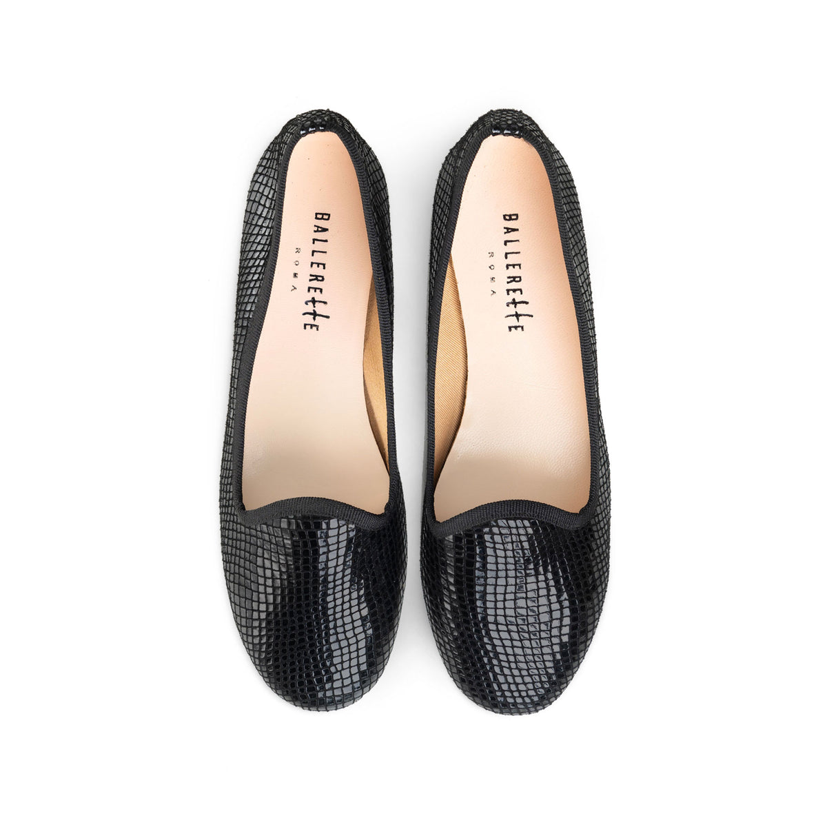 Slippers donna nere pitonate laminate