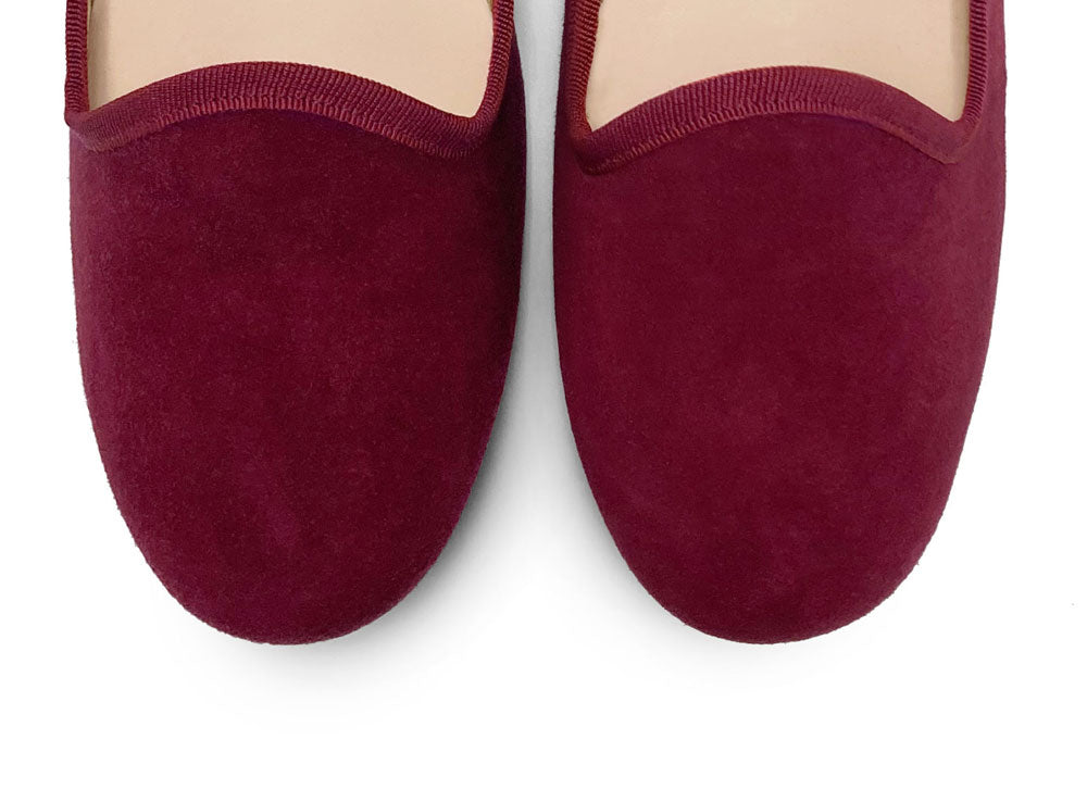 Burgunderrote Damen-Loafers aus Wildleder