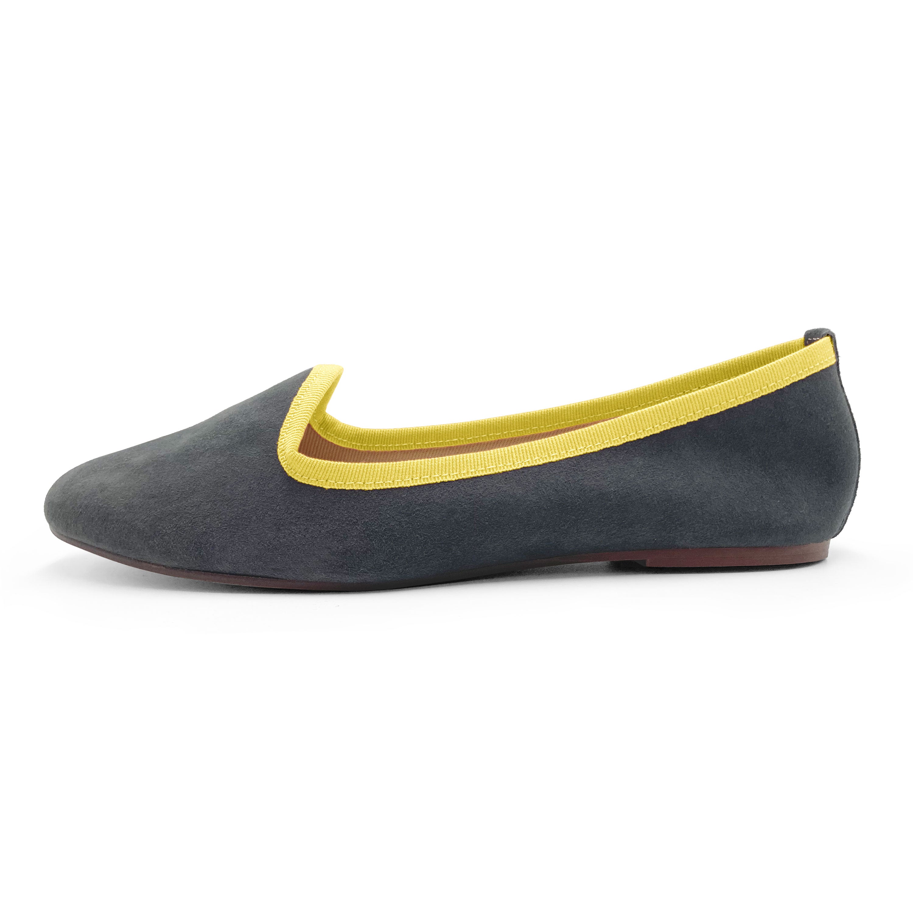 Dark grey suede women's loafers